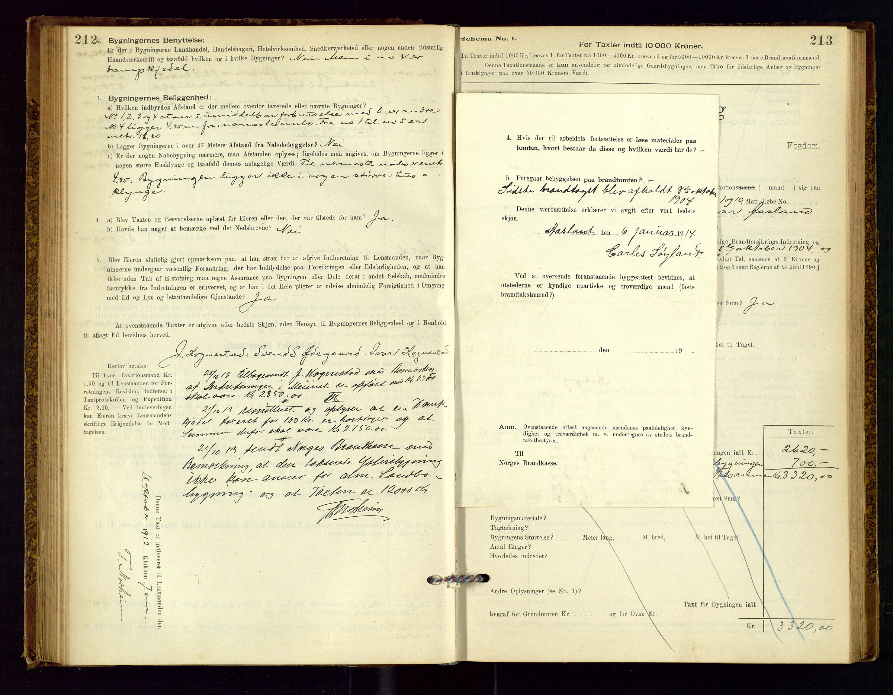 Time lensmannskontor, AV/SAST-A-100420/Gob/L0001: Branntakstprotokoll, 1896-1914, p. 212-213