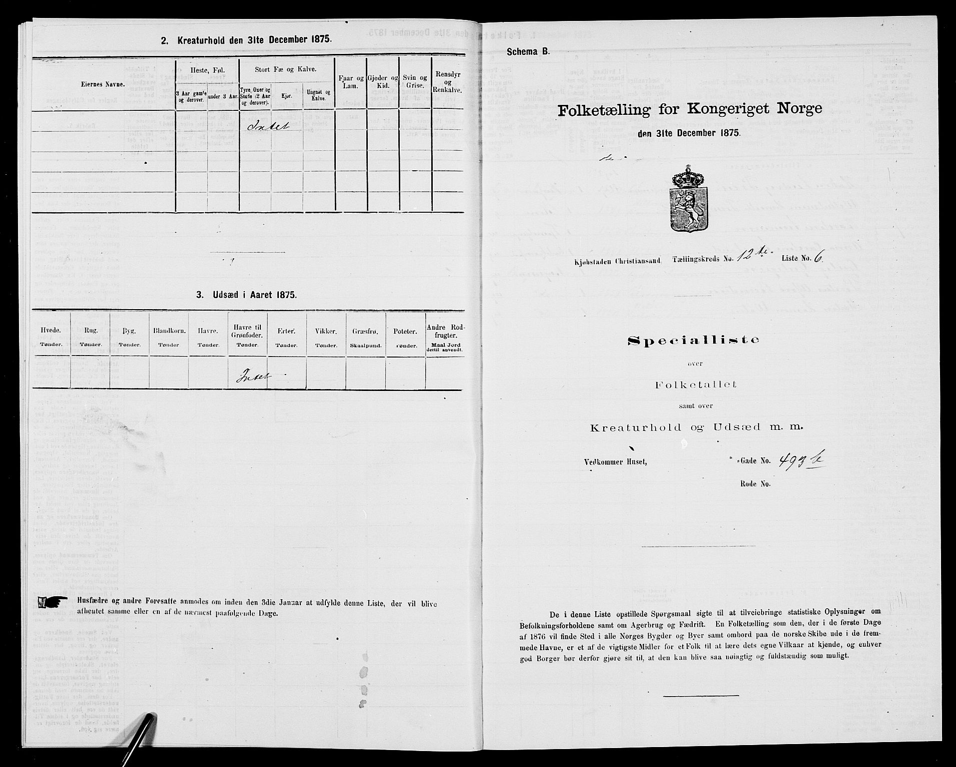 SAK, 1875 census for 1001P Kristiansand, 1875, p. 1940