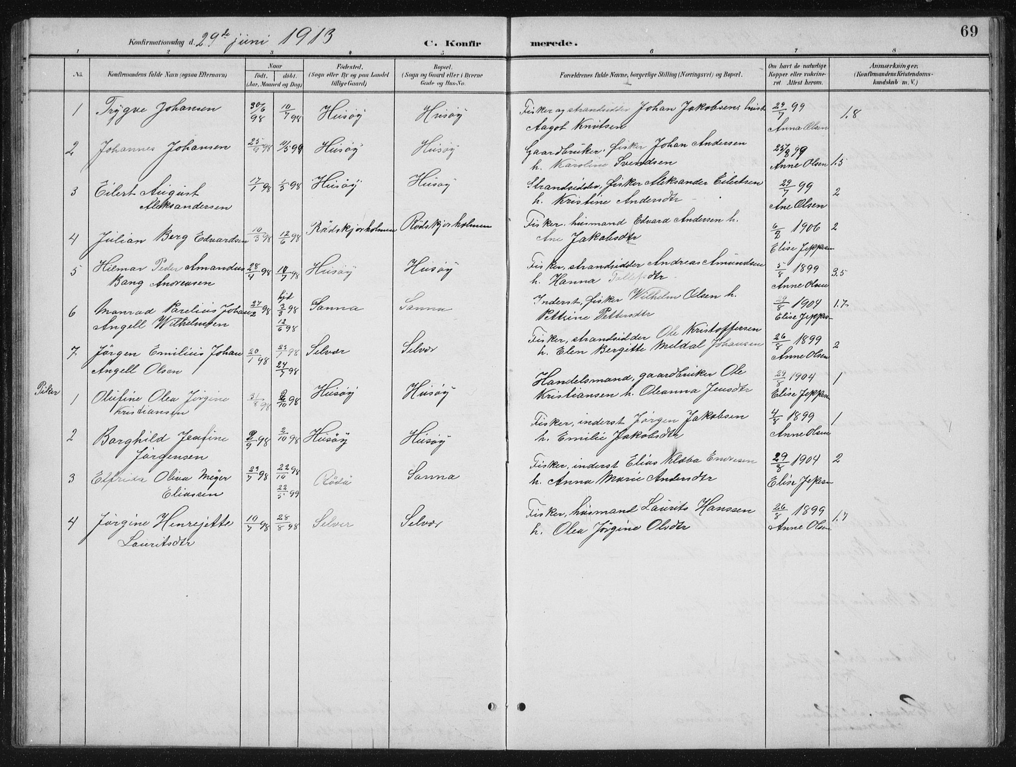 Ministerialprotokoller, klokkerbøker og fødselsregistre - Nordland, SAT/A-1459/840/L0583: Parish register (copy) no. 840C03, 1901-1933, p. 69