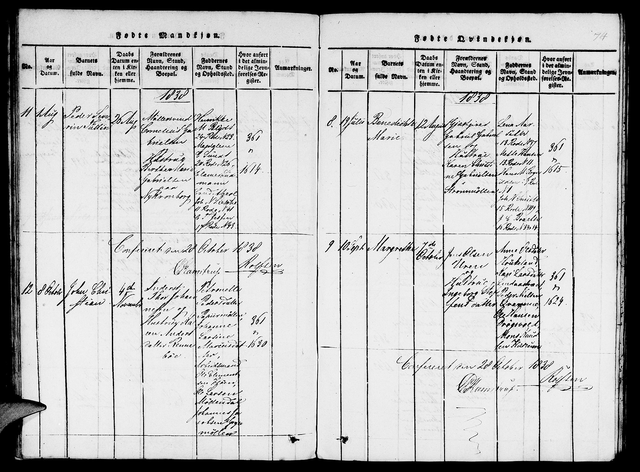 St. Jørgens hospital og Årstad sokneprestembete, AV/SAB-A-99934: Parish register (copy) no. A 1, 1816-1843, p. 74