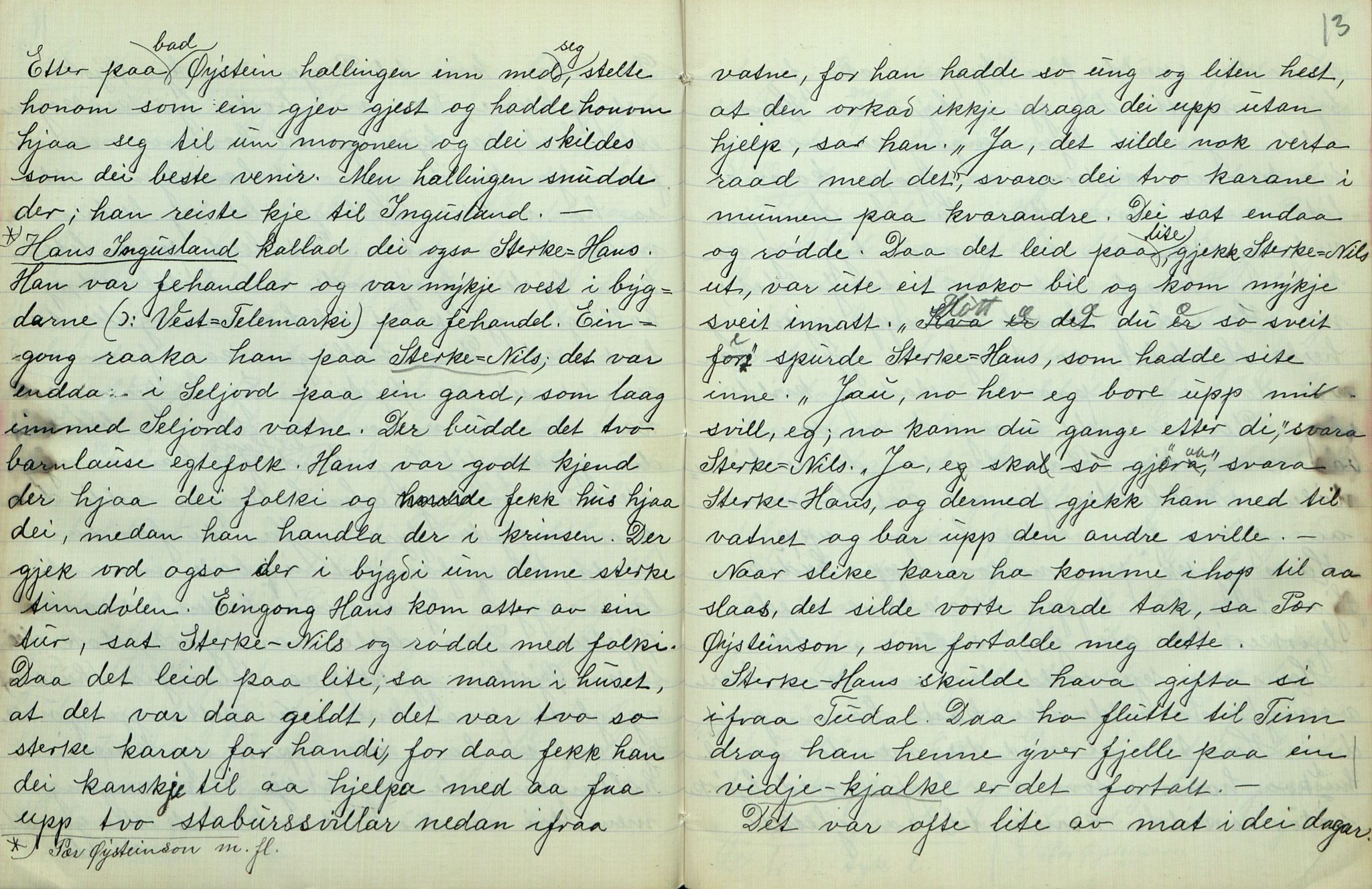 Rikard Berge, TEMU/TGM-A-1003/F/L0007/0004: 251-299 / 254 Gamalt fraa Tinn I, 1912-1913, p. 12-13