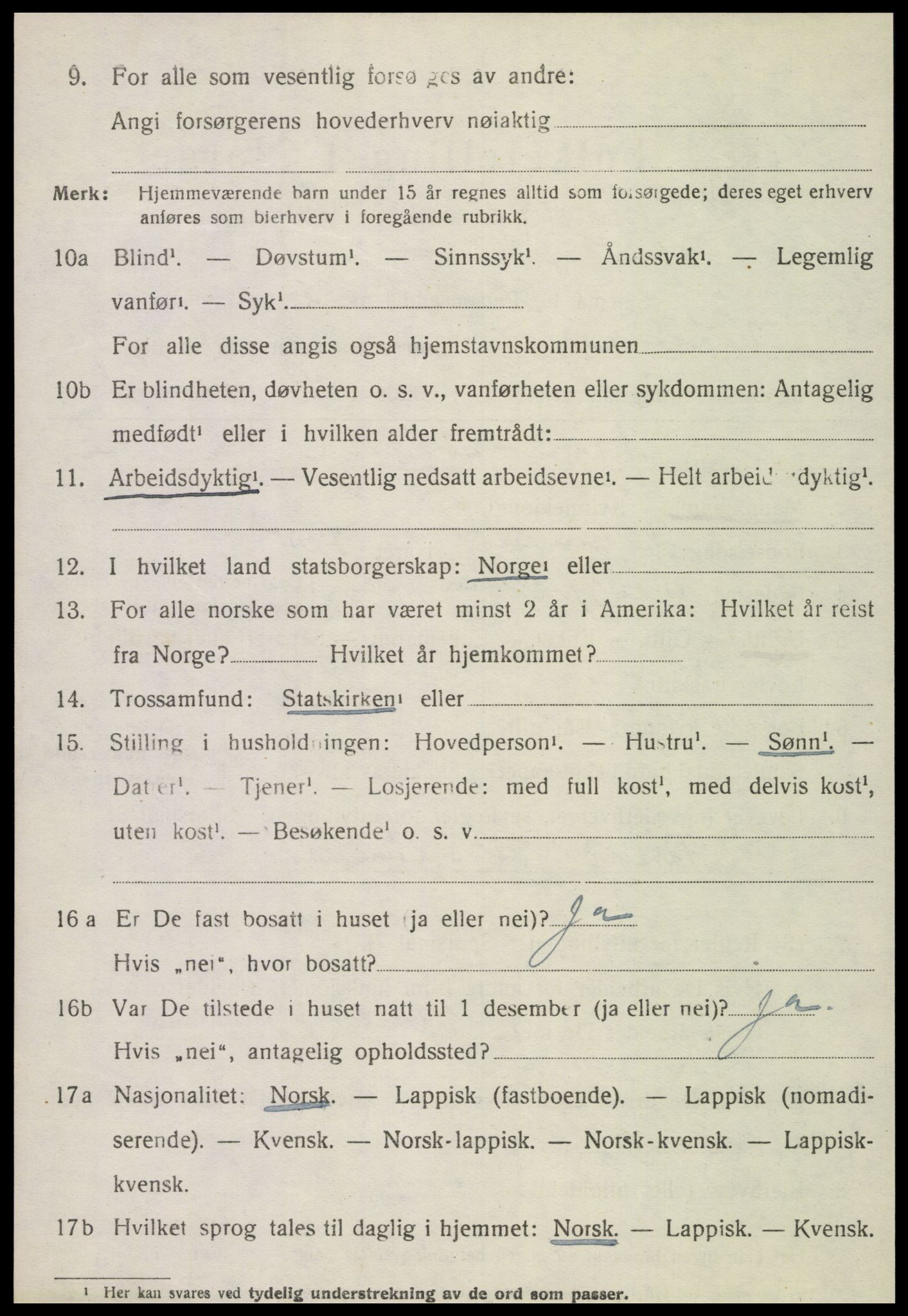 SAT, 1920 census for Vikna, 1920, p. 6454