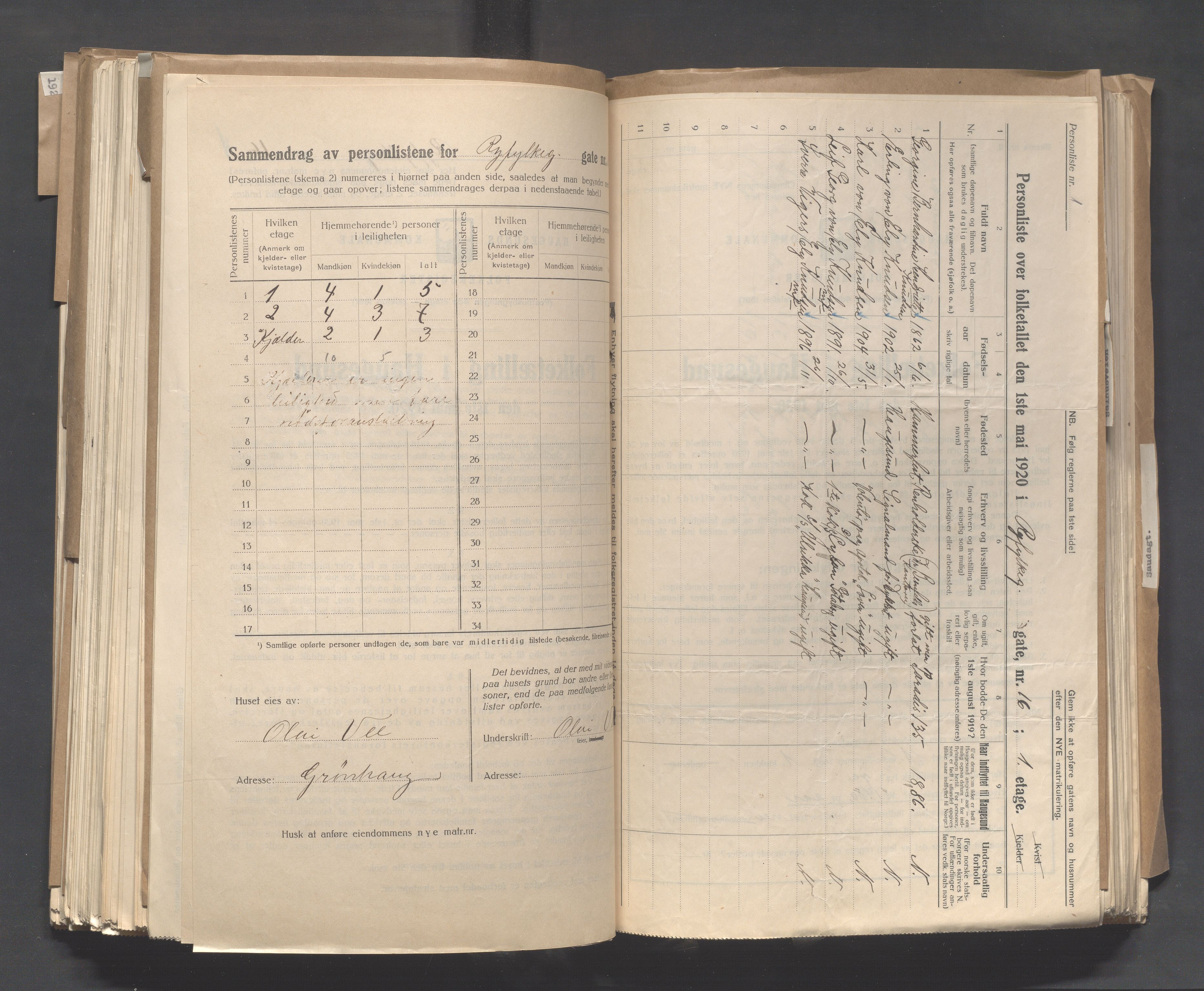 IKAR, Local census 1.5.1920 for Haugesund, 1920, p. 3239