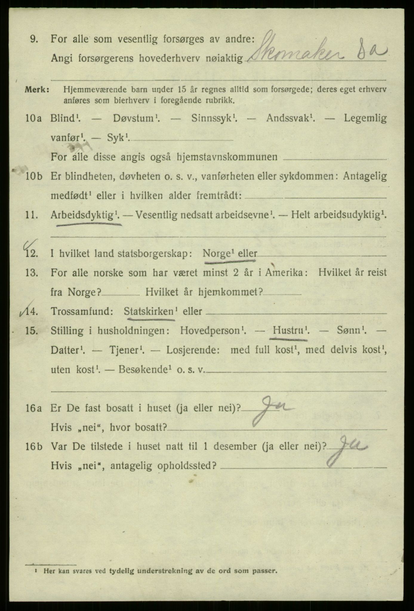 SAB, 1920 census for Bergen, 1920, p. 190555