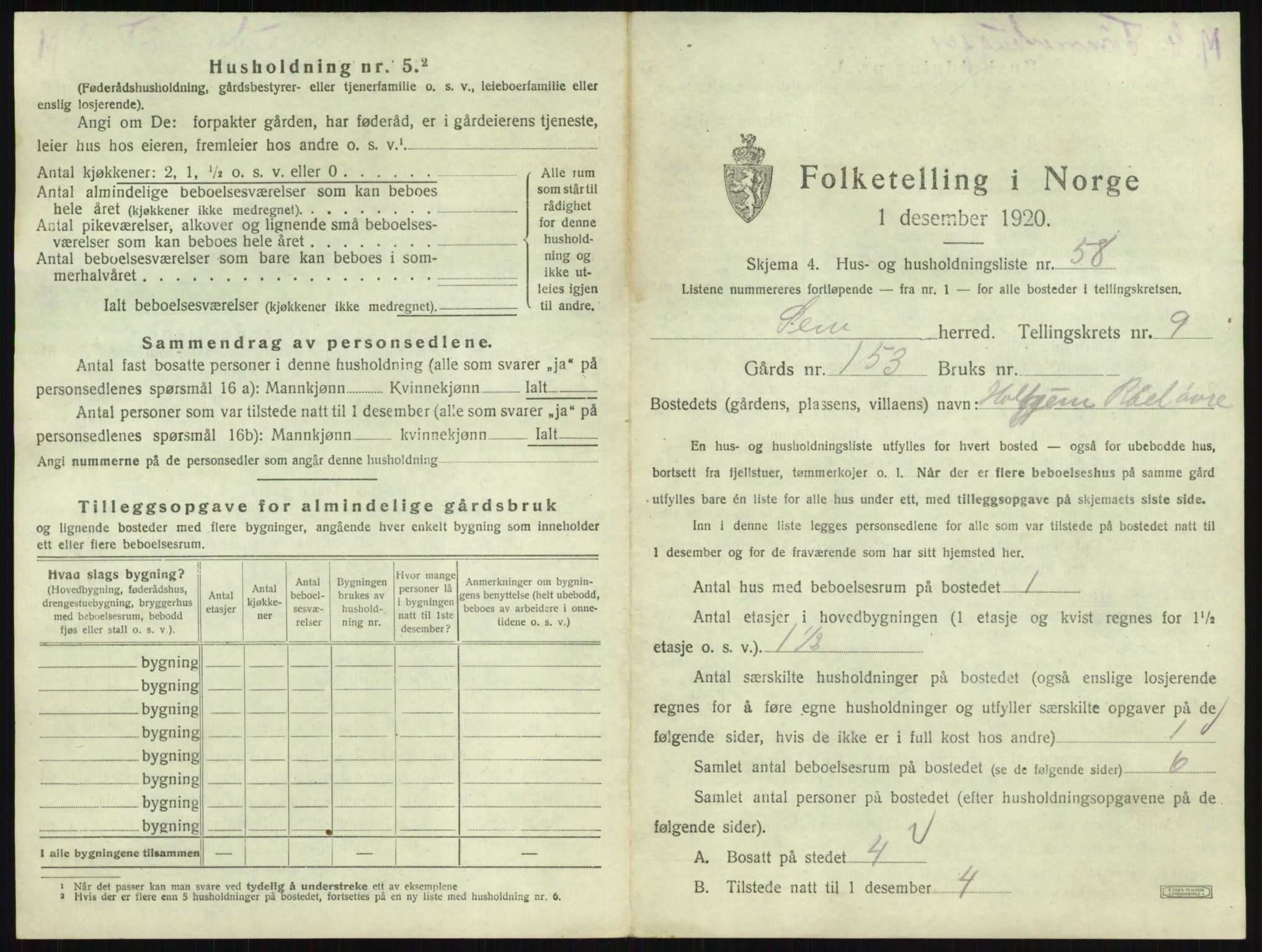 SAKO, 1920 census for Sem, 1920, p. 2070