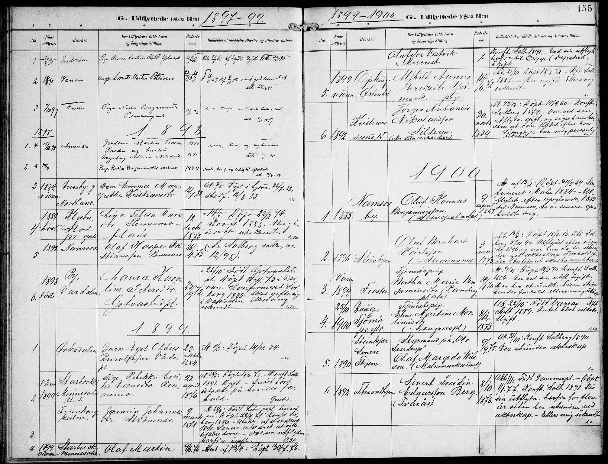 Ministerialprotokoller, klokkerbøker og fødselsregistre - Nord-Trøndelag, SAT/A-1458/745/L0430: Parish register (official) no. 745A02, 1895-1913, p. 155