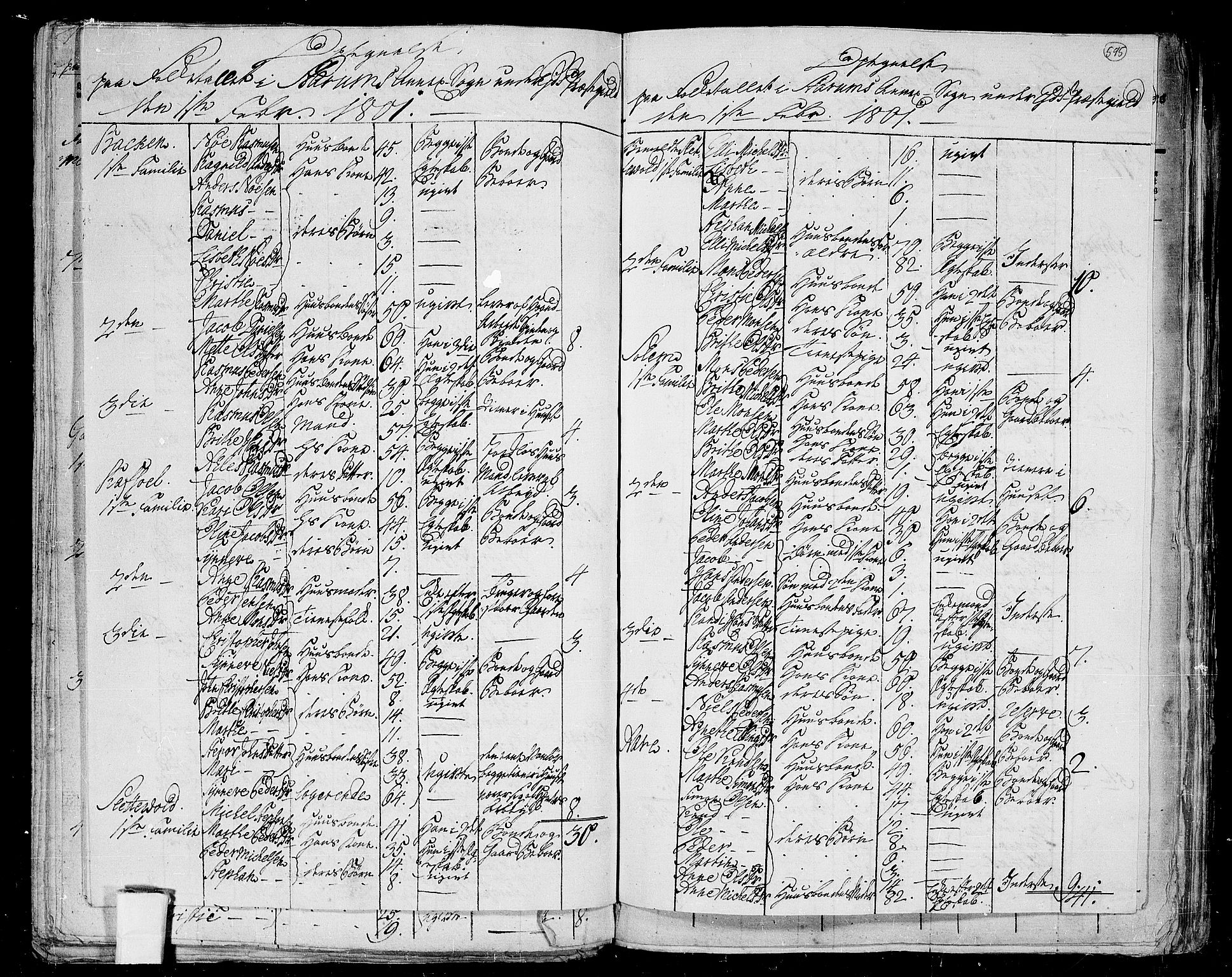 RA, 1801 census for 1443P Eid, 1801, p. 594b-595a