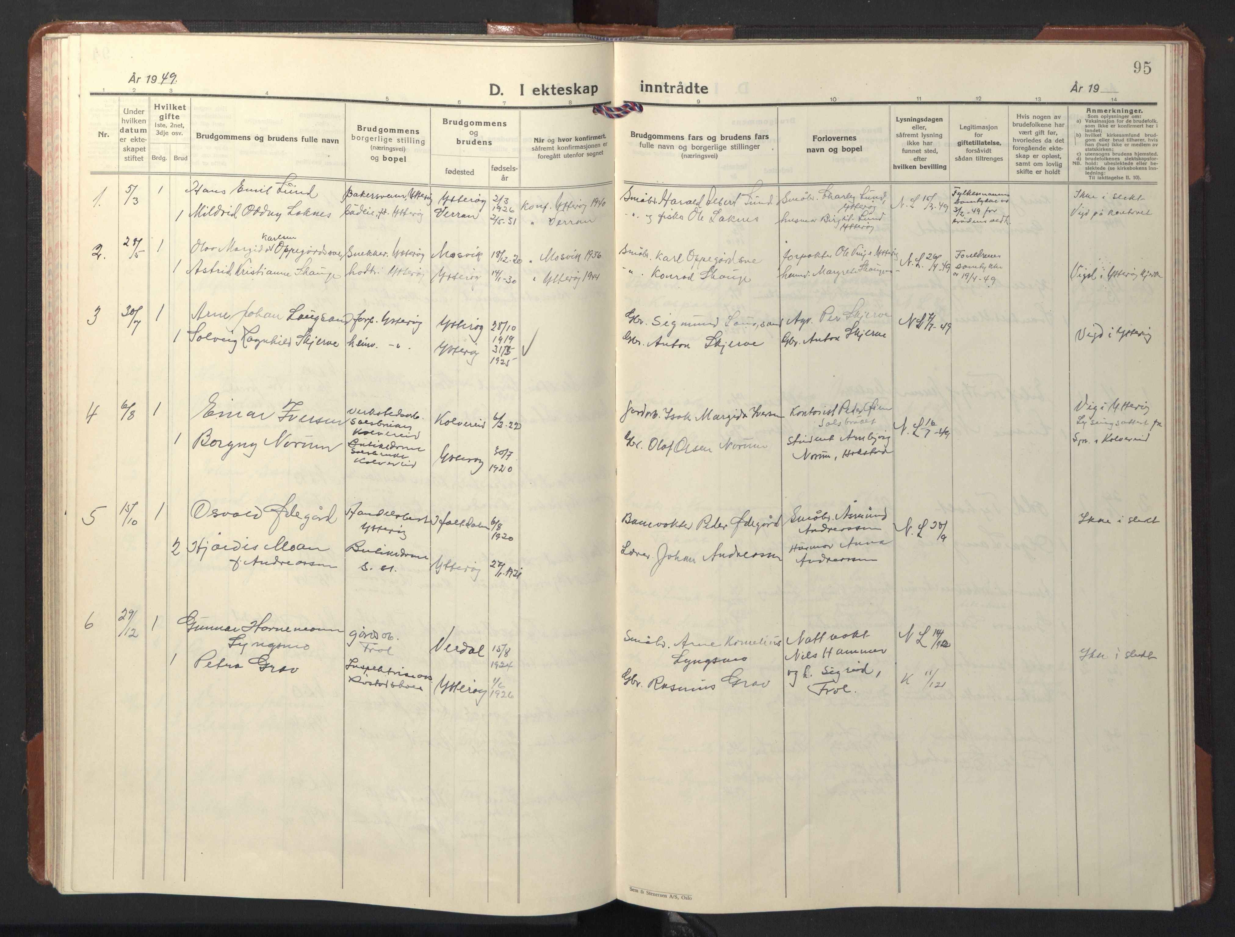 Ministerialprotokoller, klokkerbøker og fødselsregistre - Nord-Trøndelag, SAT/A-1458/722/L0227: Parish register (copy) no. 722C03, 1928-1958, p. 95