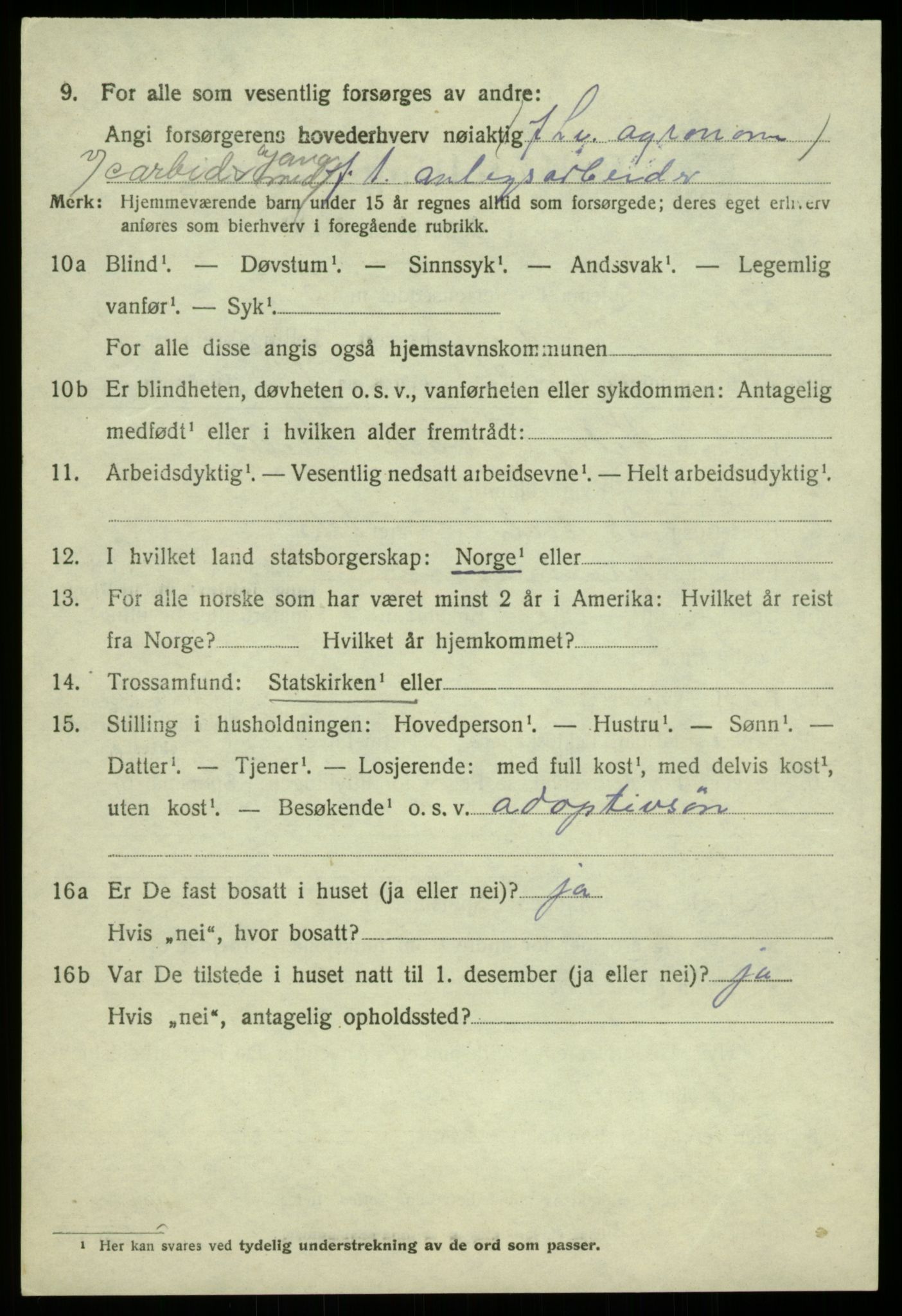 SAB, 1920 census for Kvam, 1920, p. 9462