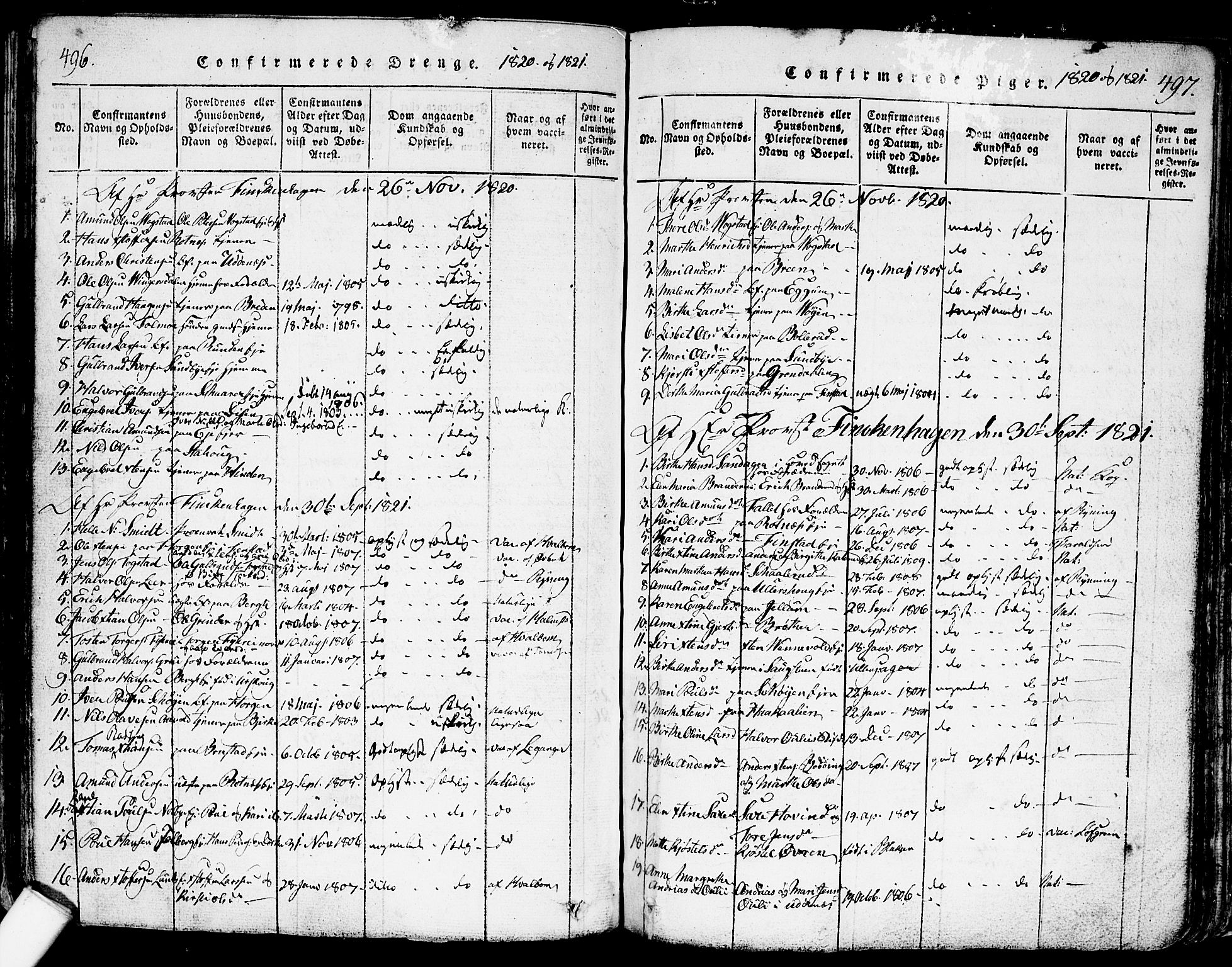 Nes prestekontor Kirkebøker, SAO/A-10410/F/Fa/L0005: Parish register (official) no. I 5, 1815-1835, p. 496-497