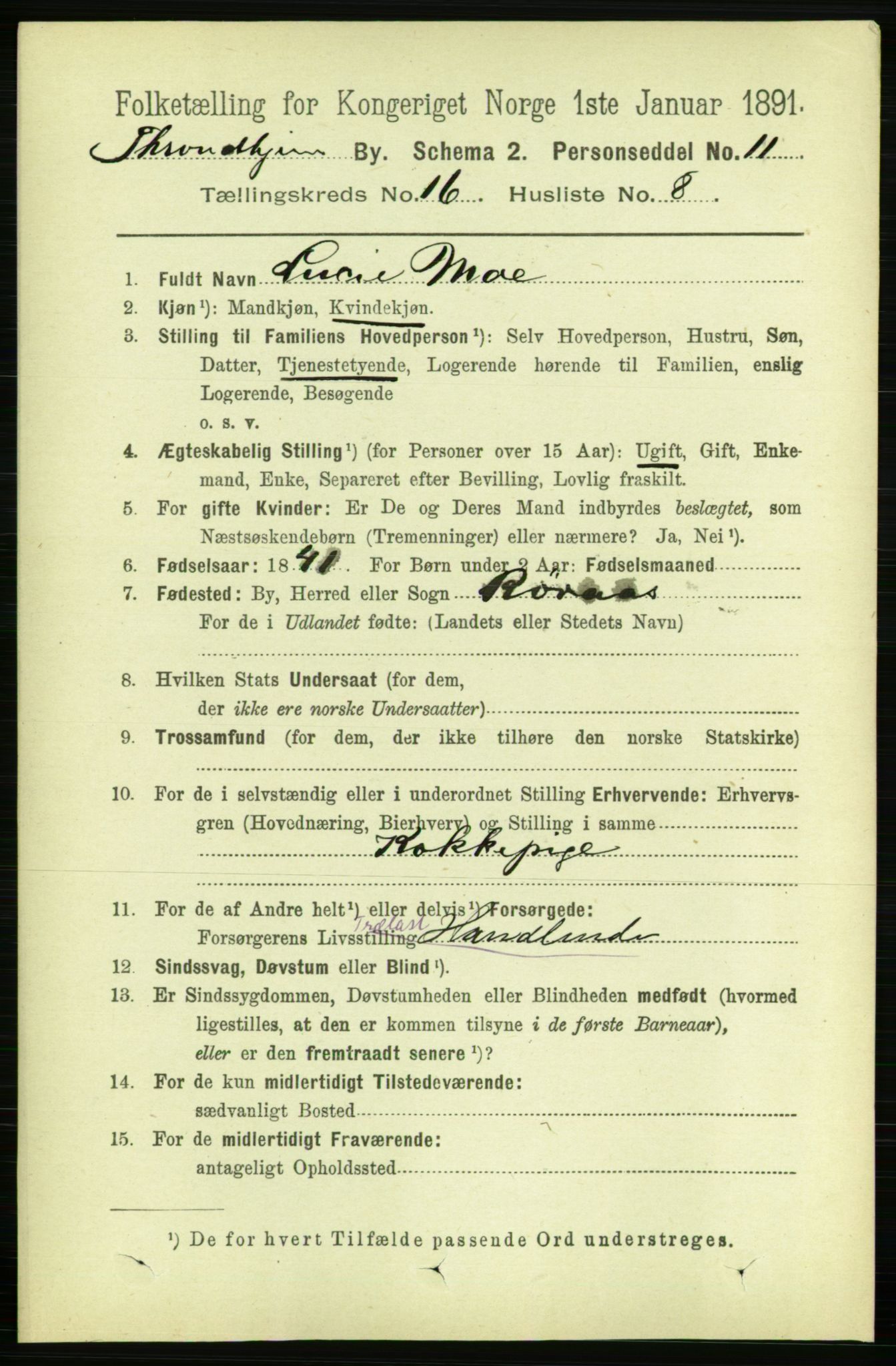 RA, 1891 census for 1601 Trondheim, 1891, p. 12414