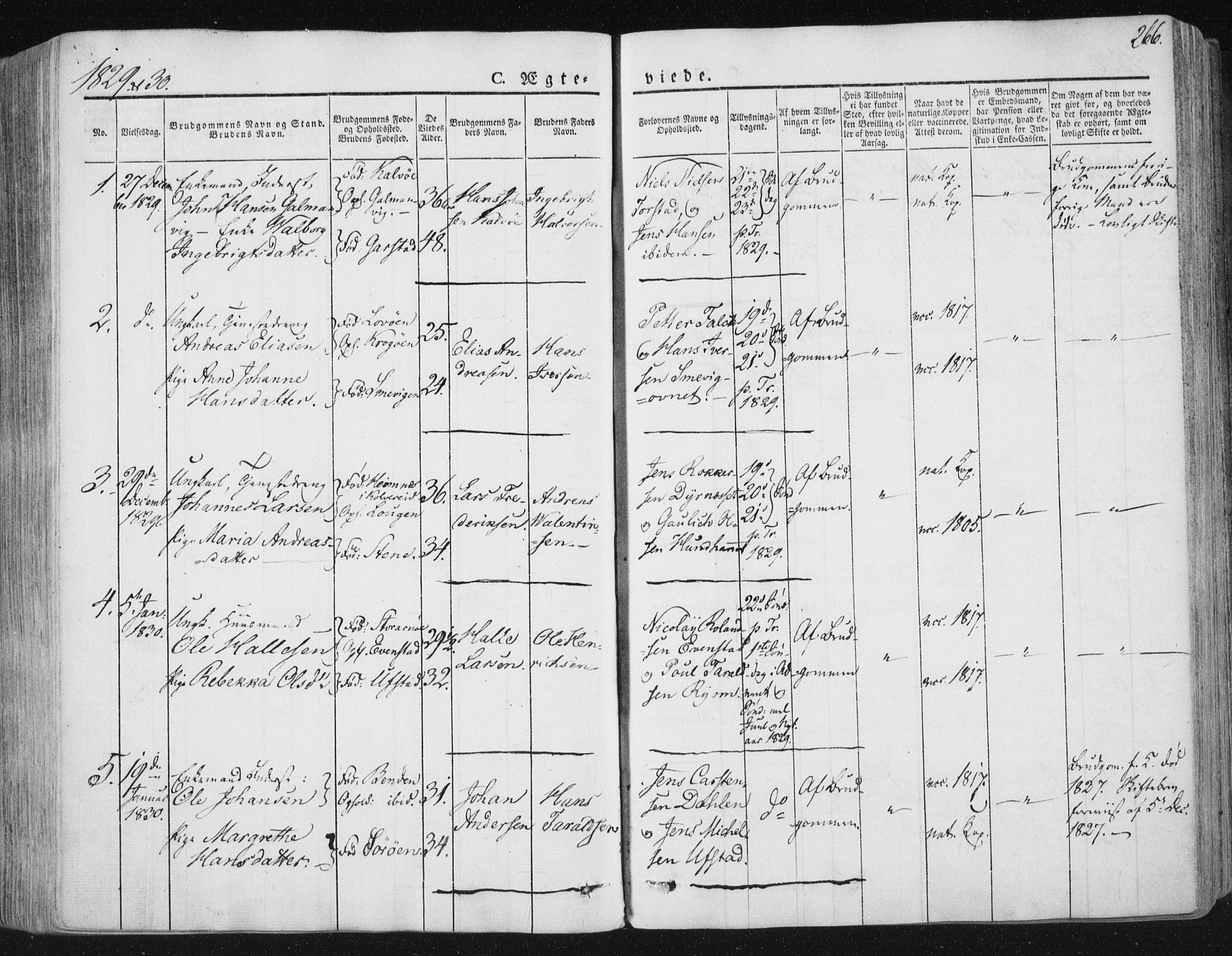 Ministerialprotokoller, klokkerbøker og fødselsregistre - Nord-Trøndelag, SAT/A-1458/784/L0669: Parish register (official) no. 784A04, 1829-1859, p. 266