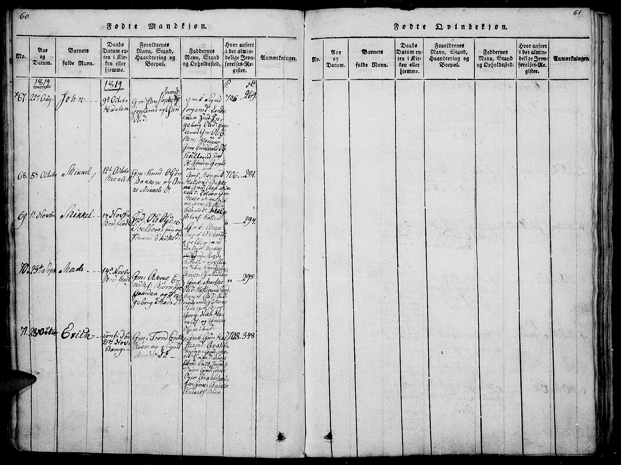 Sør-Aurdal prestekontor, SAH/PREST-128/H/Ha/Haa/L0002: Parish register (official) no. 2, 1815-1840, p. 60-61
