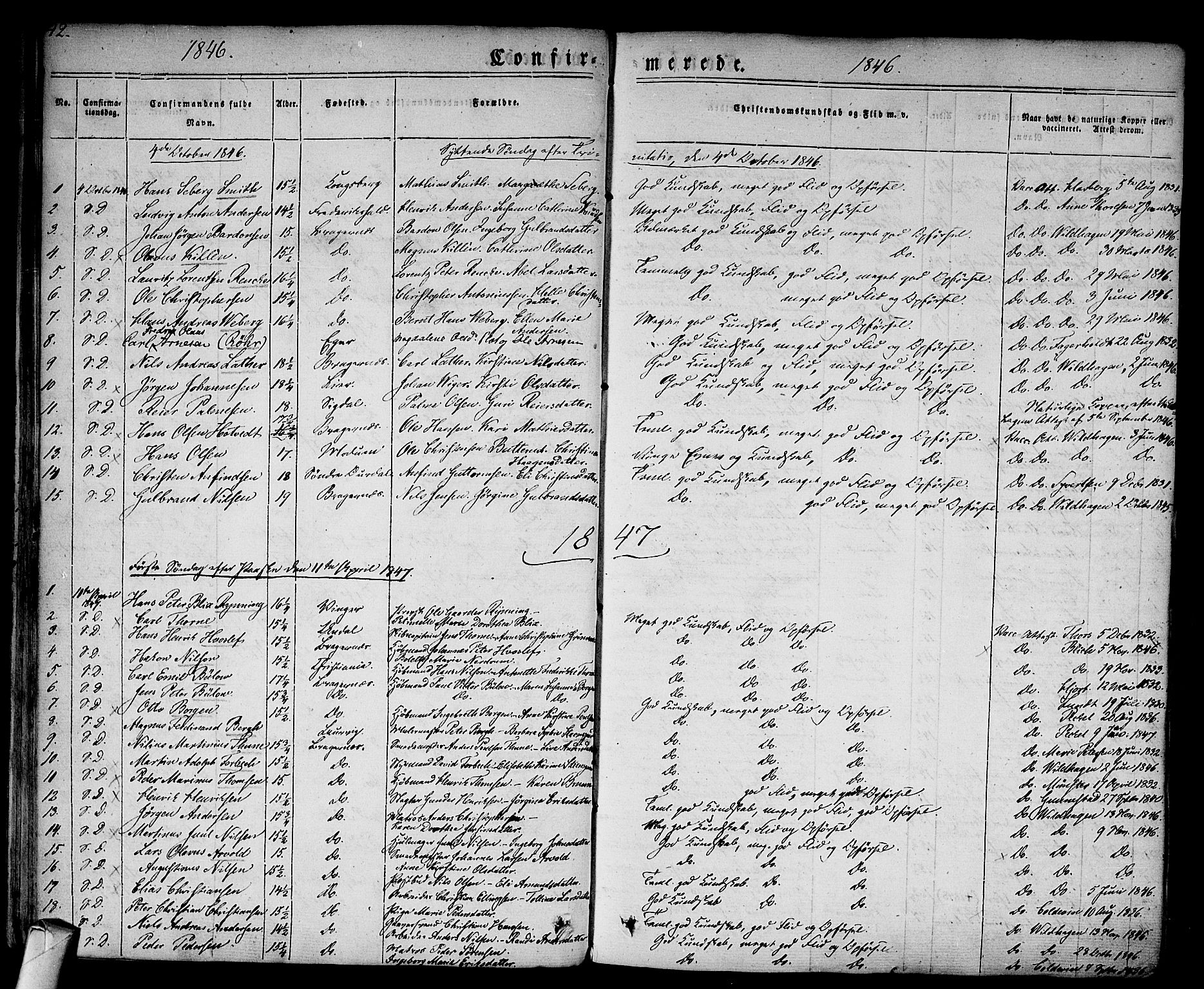 Bragernes kirkebøker, SAKO/A-6/F/Fc/L0001: Parish register (official) no. III 1, 1830-1853, p. 42