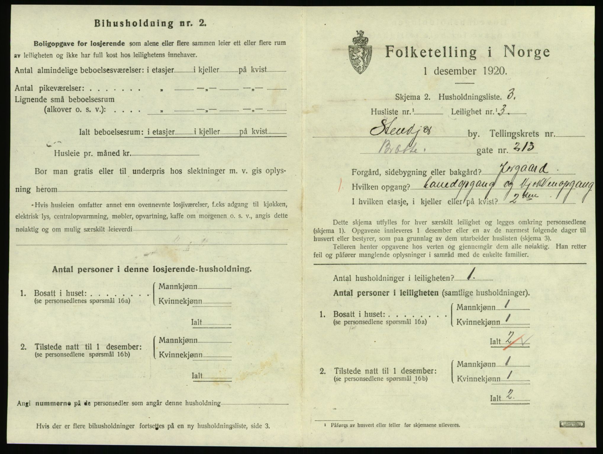 SAT, 1920 census for Steinkjer, 1920, p. 1964