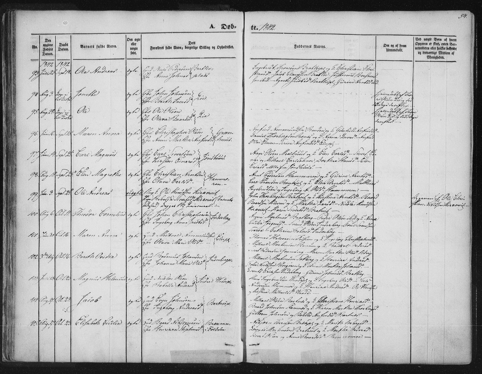 Ministerialprotokoller, klokkerbøker og fødselsregistre - Nord-Trøndelag, AV/SAT-A-1458/741/L0392: Parish register (official) no. 741A06, 1836-1848, p. 54