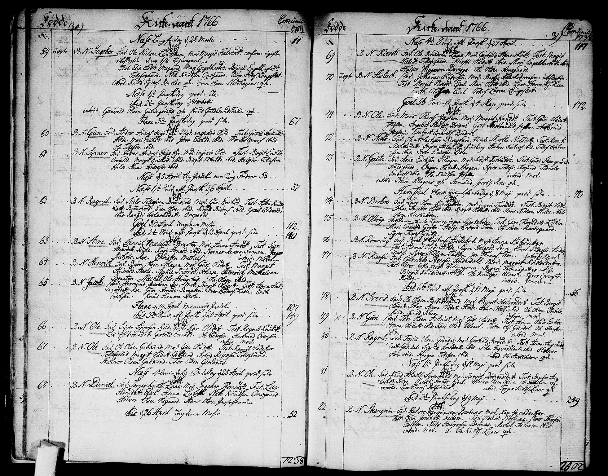 Nes kirkebøker, AV/SAKO-A-236/F/Fa/L0004: Parish register (official) no. 4, 1764-1786, p. 30-31