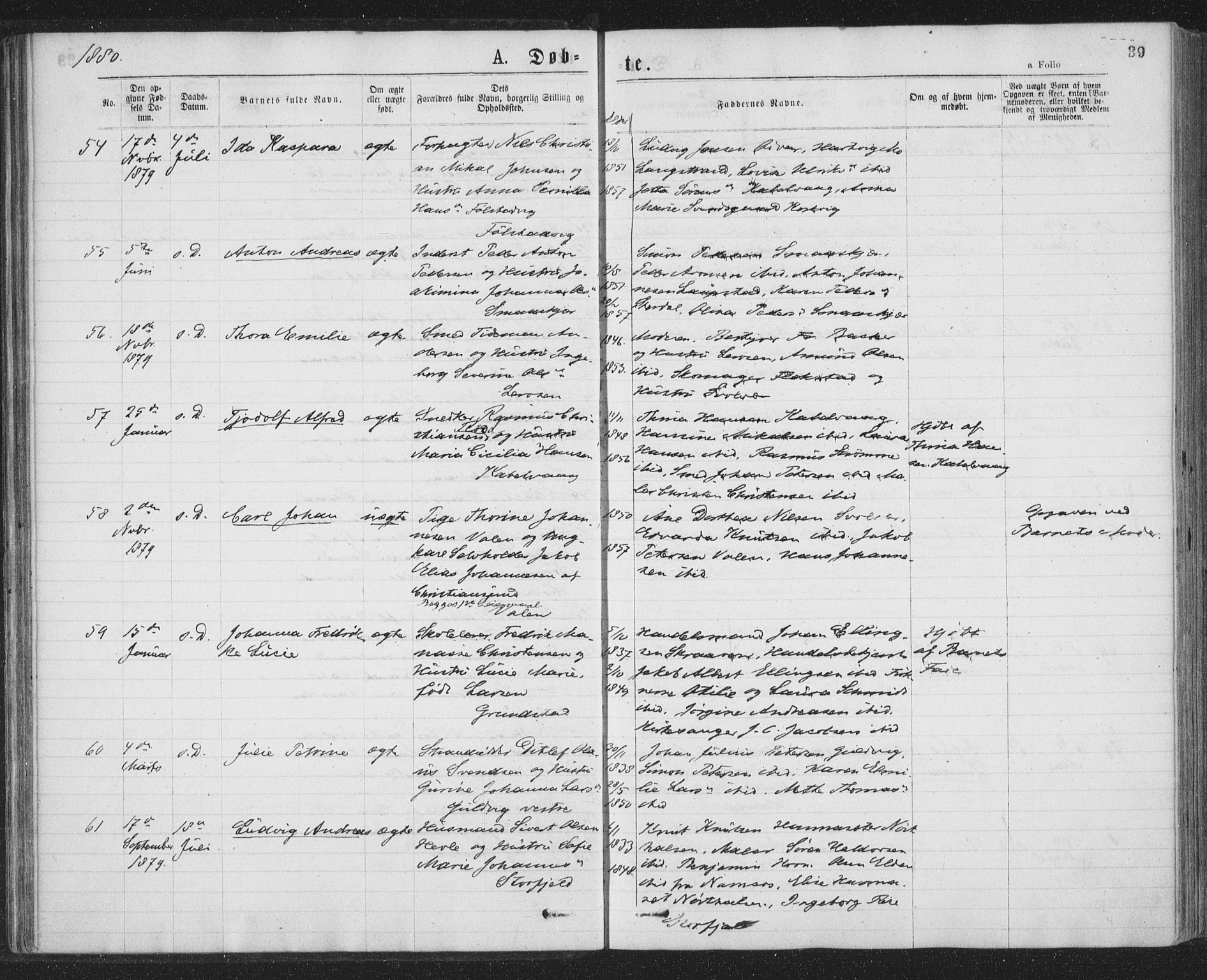 Ministerialprotokoller, klokkerbøker og fødselsregistre - Nordland, AV/SAT-A-1459/874/L1058: Parish register (official) no. 874A02, 1878-1883, p. 39