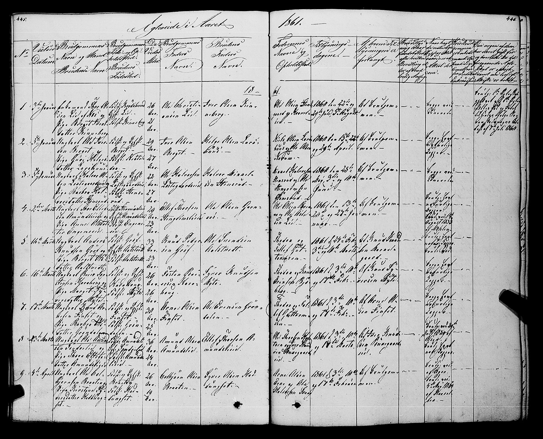 Gol kirkebøker, SAKO/A-226/F/Fa/L0002: Parish register (official) no. I 2, 1837-1863, p. 445-446