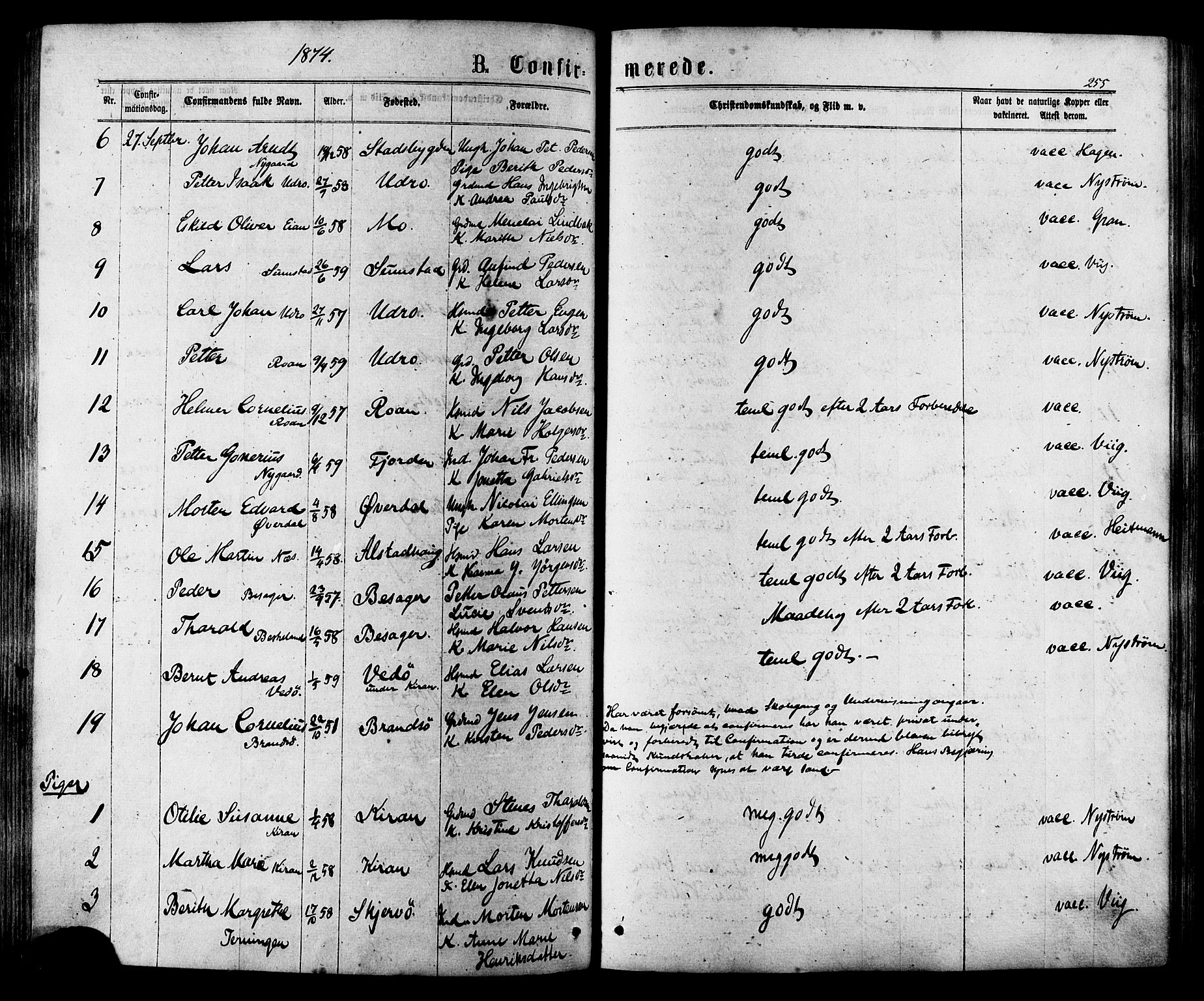 Ministerialprotokoller, klokkerbøker og fødselsregistre - Sør-Trøndelag, AV/SAT-A-1456/657/L0706: Parish register (official) no. 657A07, 1867-1878, p. 255