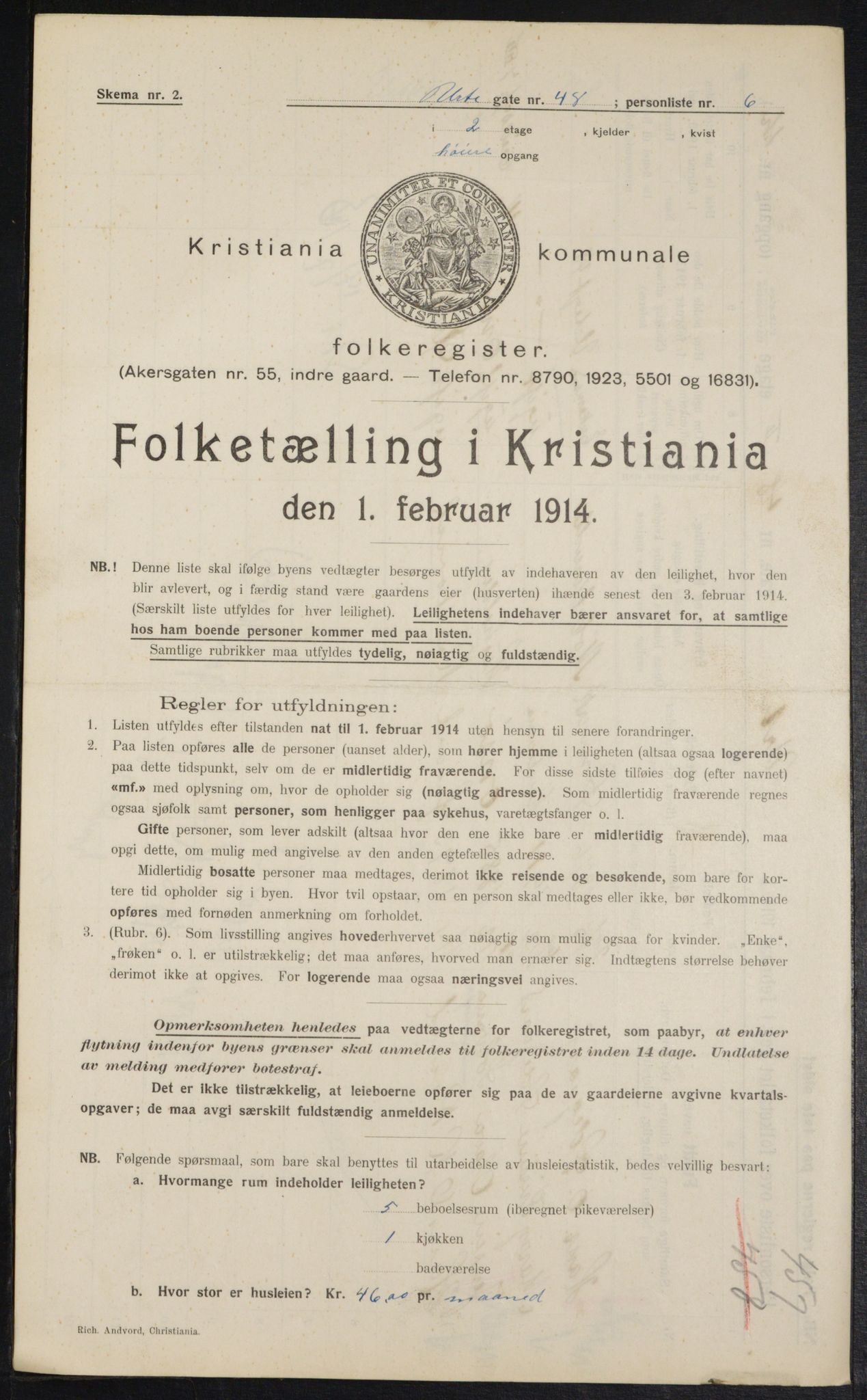 OBA, Municipal Census 1914 for Kristiania, 1914, p. 122334