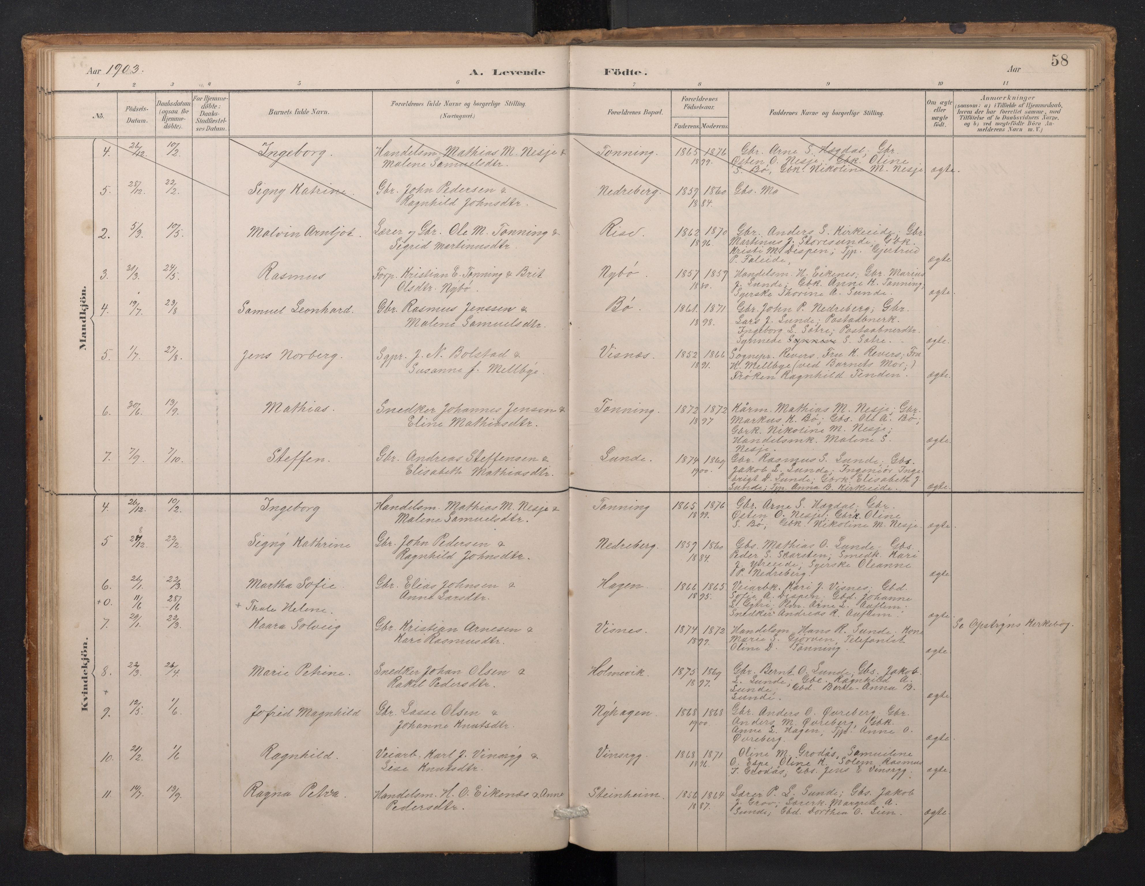 Stryn Sokneprestembete, AV/SAB-A-82501: Parish register (copy) no. A 2, 1883-1905, p. 57b-58a