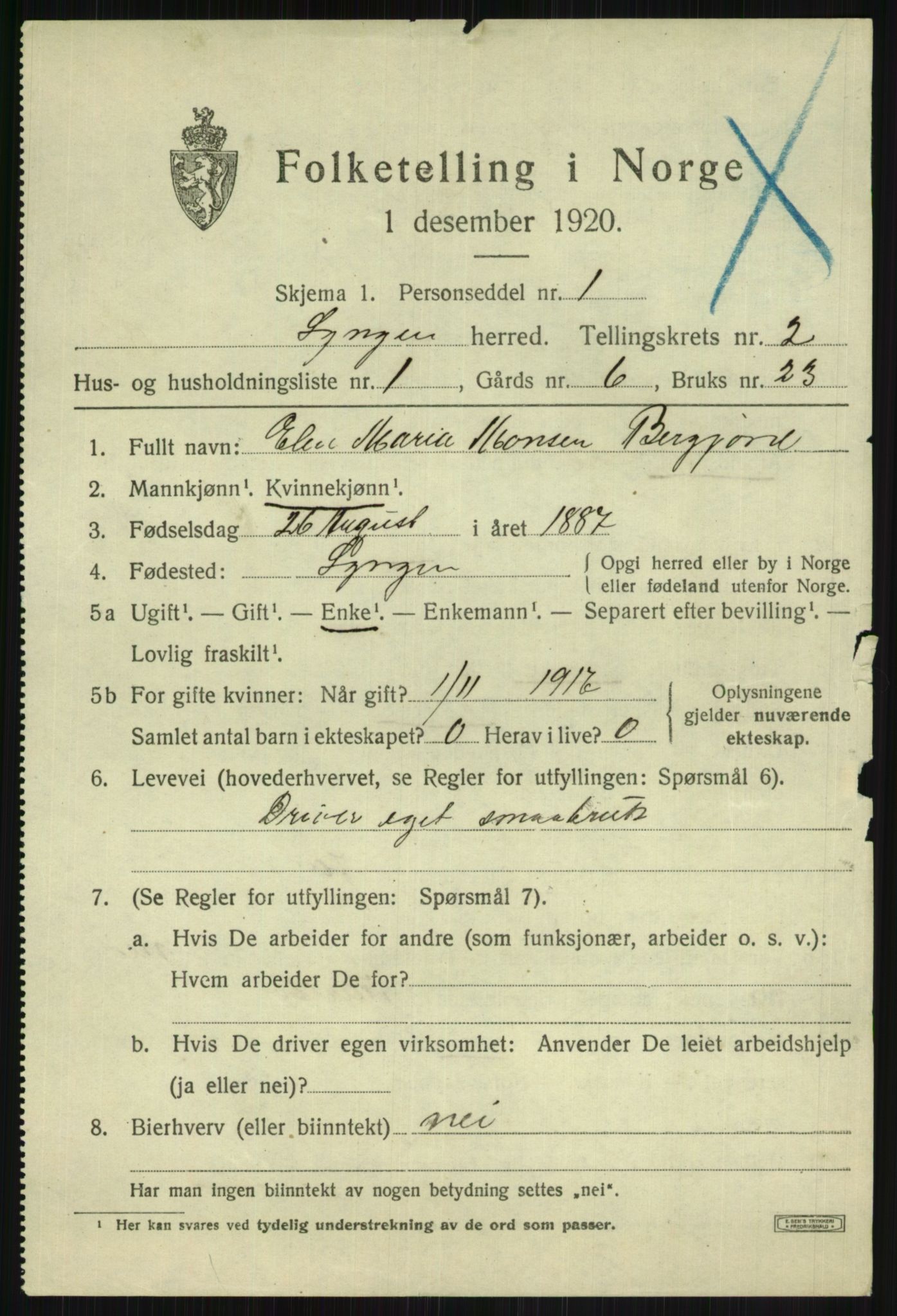 SATØ, 1920 census for Lyngen, 1920, p. 2699