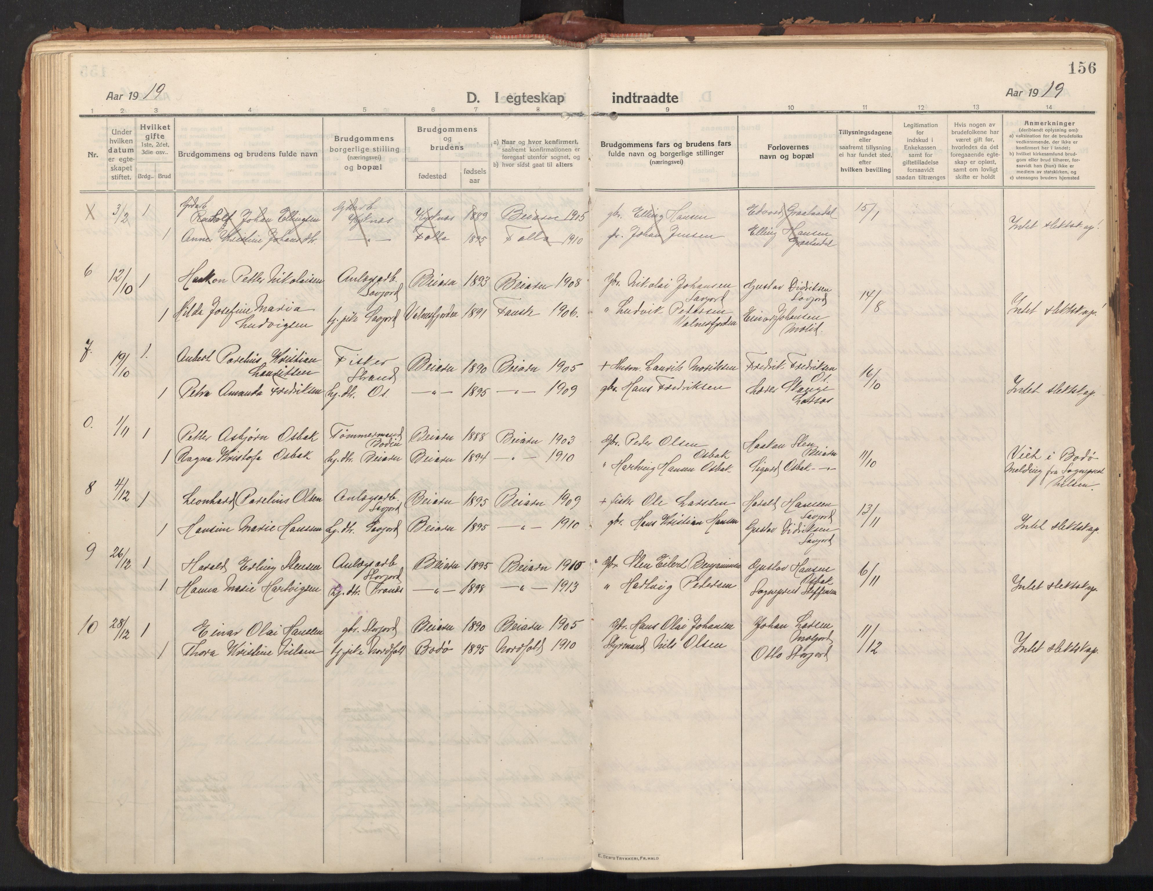 Ministerialprotokoller, klokkerbøker og fødselsregistre - Nordland, SAT/A-1459/846/L0650: Parish register (official) no. 846A08, 1916-1935, p. 156