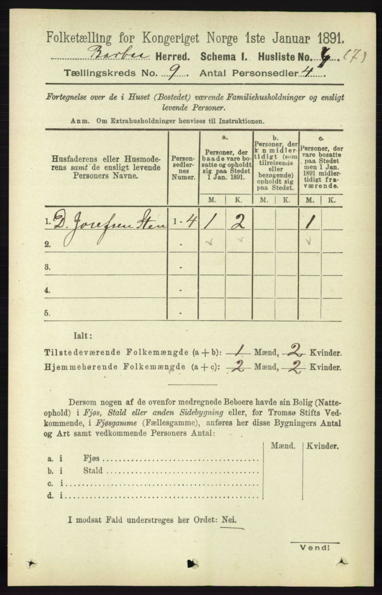 RA, 1891 census for 0990 Barbu, 1891, p. 7075