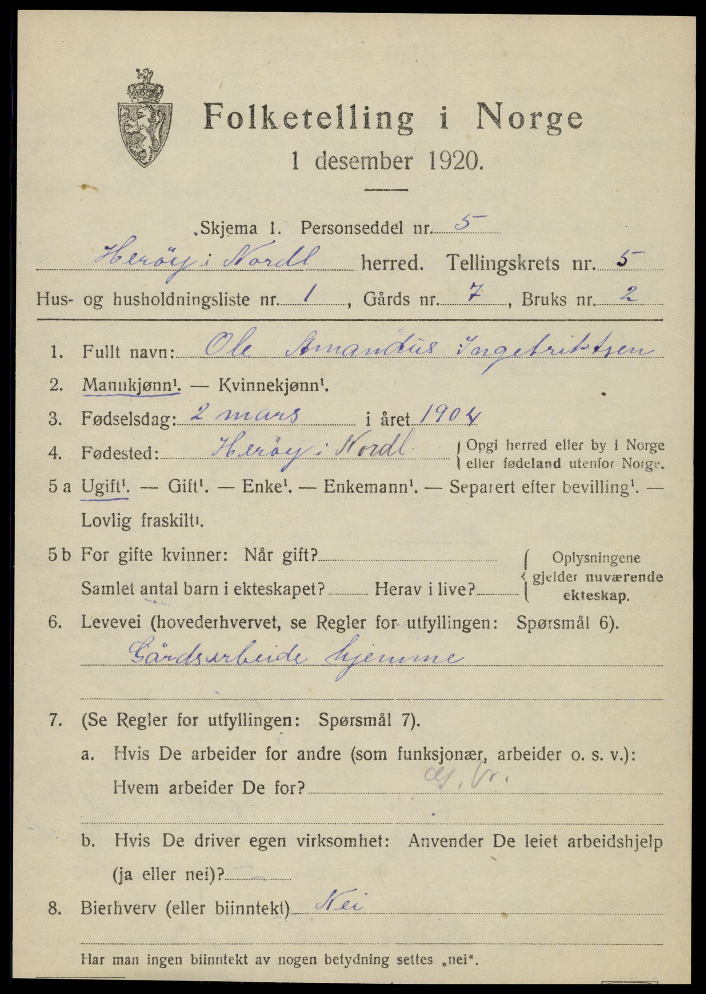 SAT, 1920 census for Herøy, 1920, p. 3442