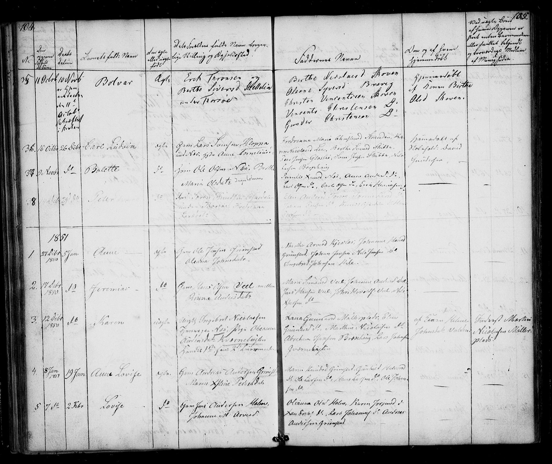 Borge prestekontor Kirkebøker, AV/SAO-A-10903/F/Fb/L0001: Parish register (official) no. II 1, 1836-1852, p. 104-105