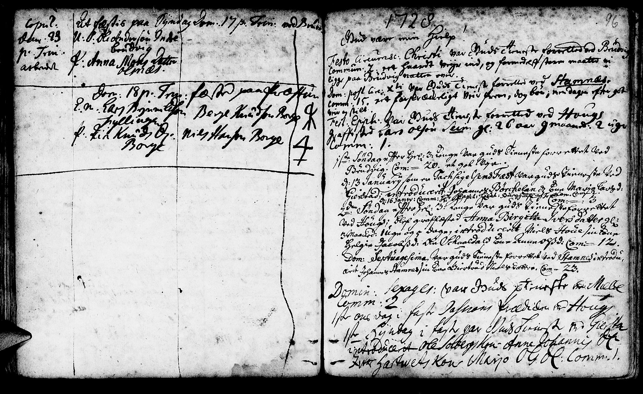 Haus sokneprestembete, AV/SAB-A-75601/H/Haa: Parish register (official) no. A 4, 1723-1733, p. 96