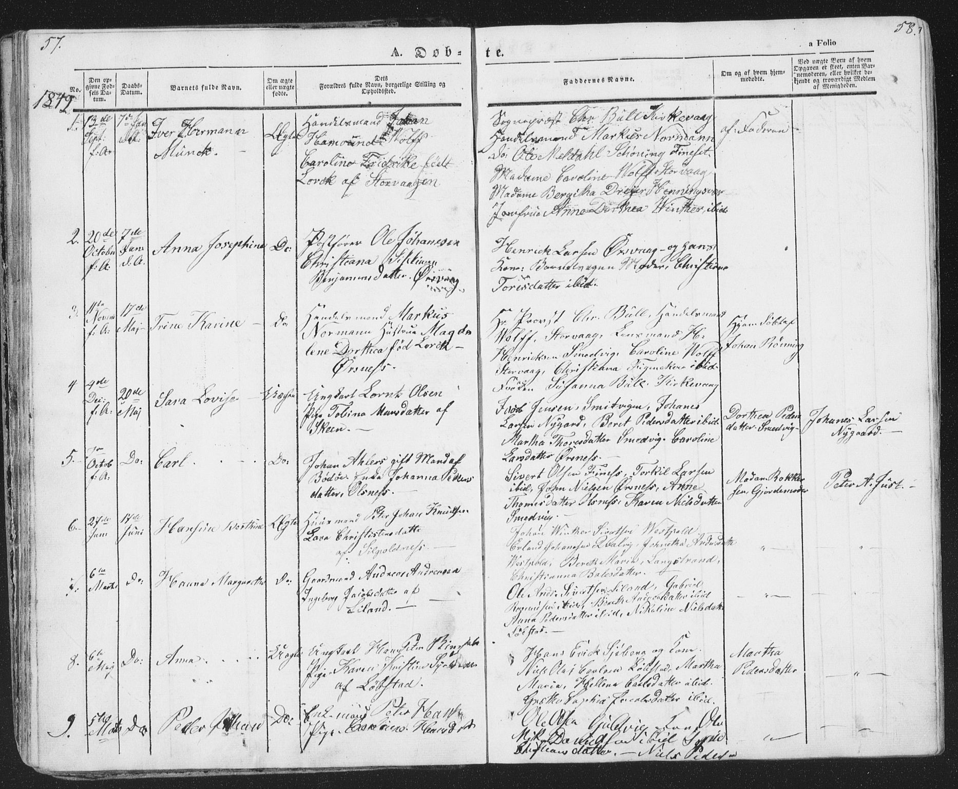 Ministerialprotokoller, klokkerbøker og fødselsregistre - Nordland, SAT/A-1459/874/L1072: Parish register (copy) no. 874C01, 1843-1859, p. 57-58