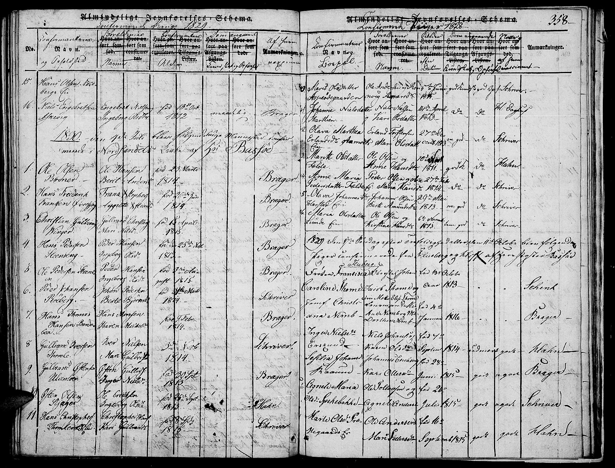 Land prestekontor, SAH/PREST-120/H/Ha/Haa/L0007: Parish register (official) no. 7, 1814-1830, p. 358