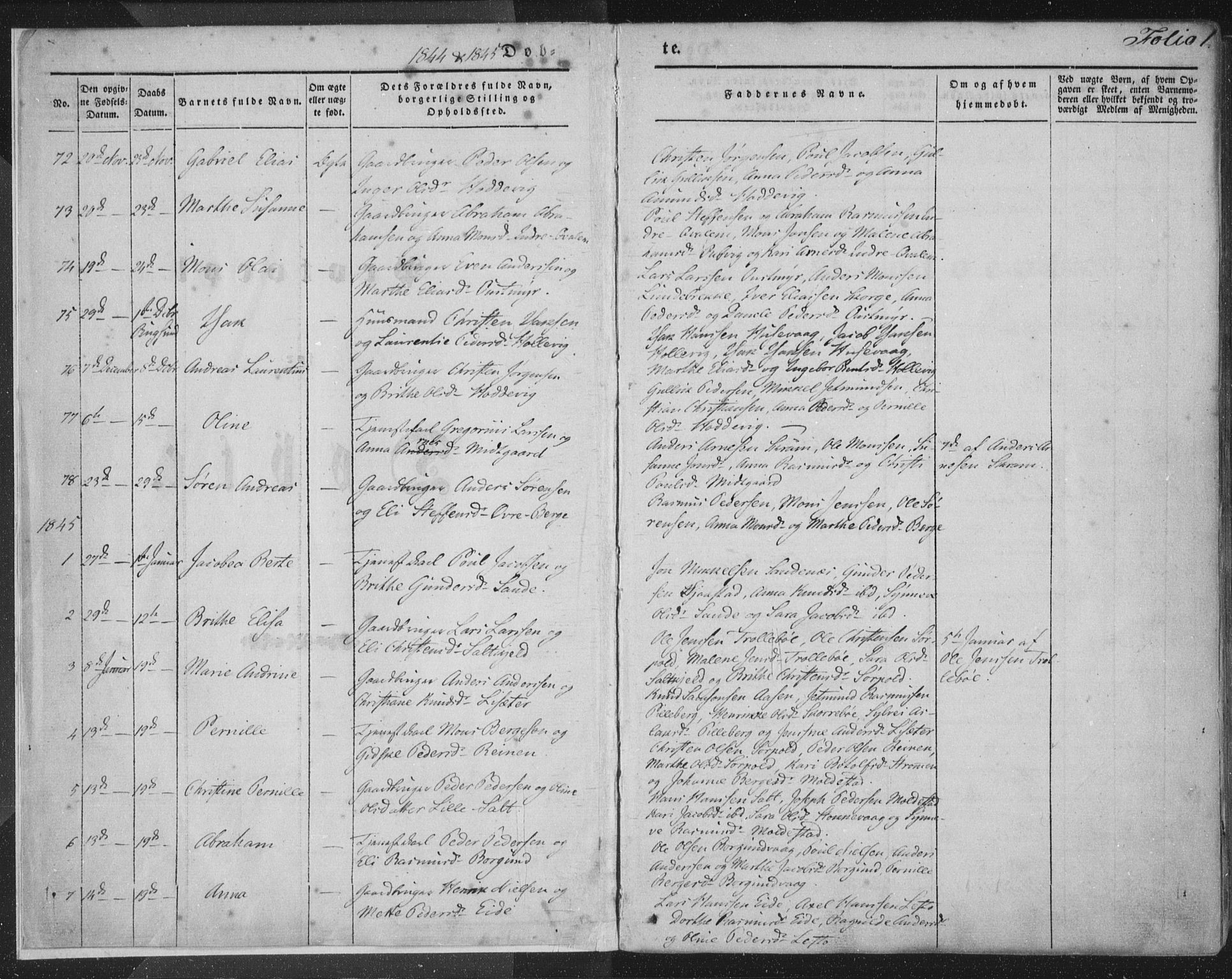 Selje sokneprestembete, AV/SAB-A-99938/H/Ha/Haa/Haaa: Parish register (official) no. A 10, 1844-1858, p. 1