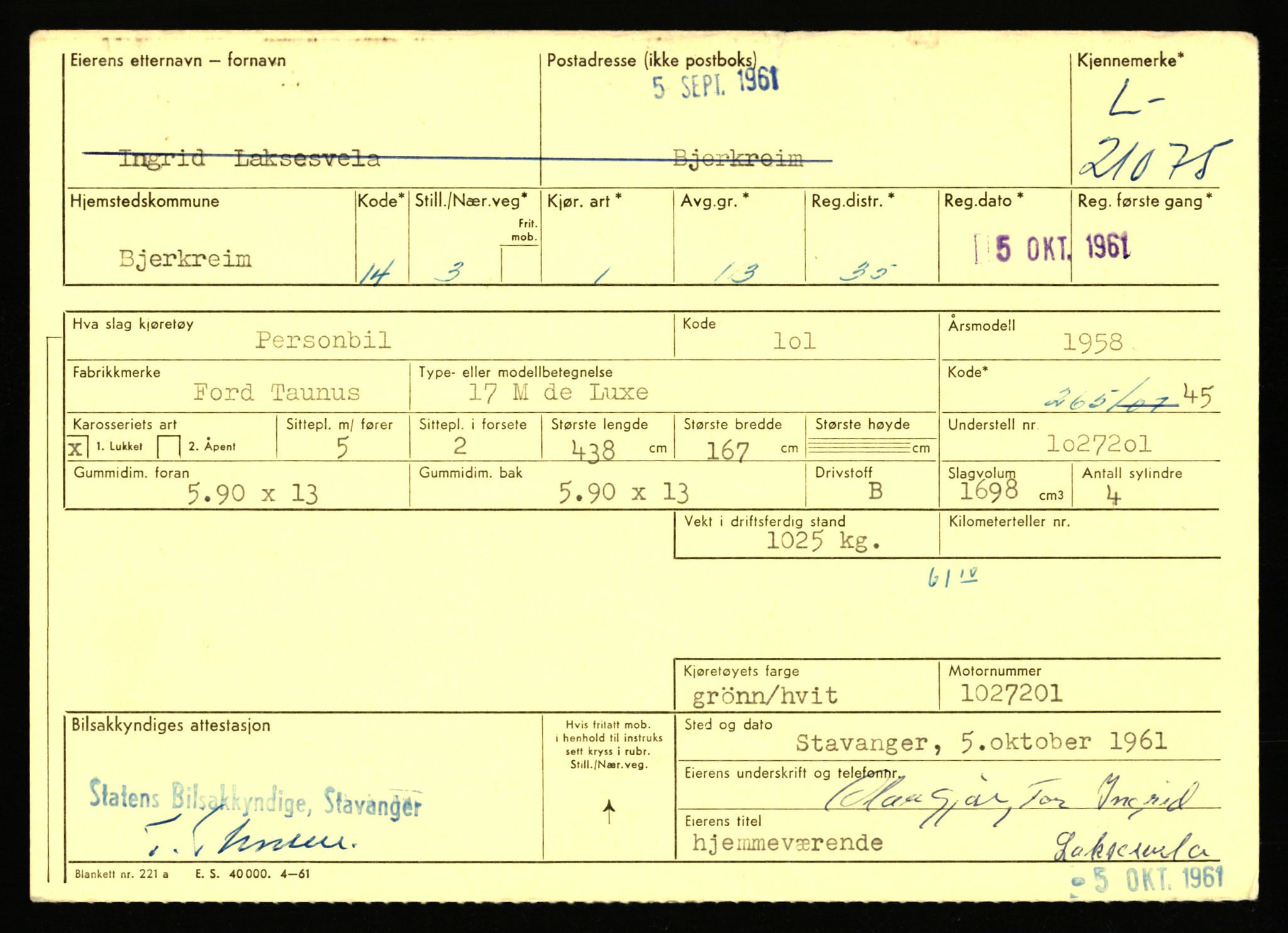 Stavanger trafikkstasjon, AV/SAST-A-101942/0/F/L0037: L-20500 - L-21499, 1930-1971, p. 1667