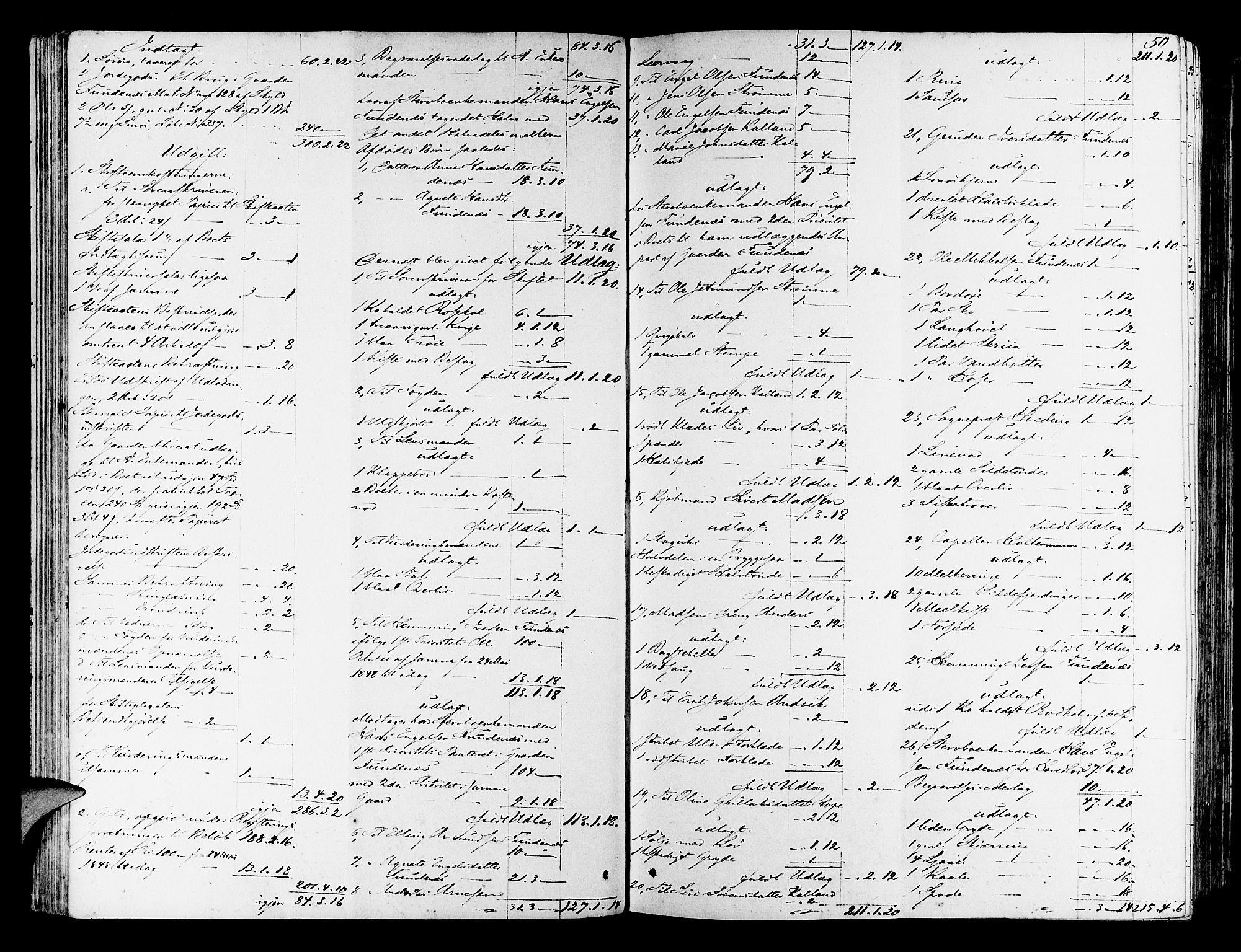 Nordhordland sorenskrivar, AV/SAB-A-2901/1/H/Hd/Hda/L0005: Skifteutlodningsprotokollar, 1851-1857, p. 49b-50a