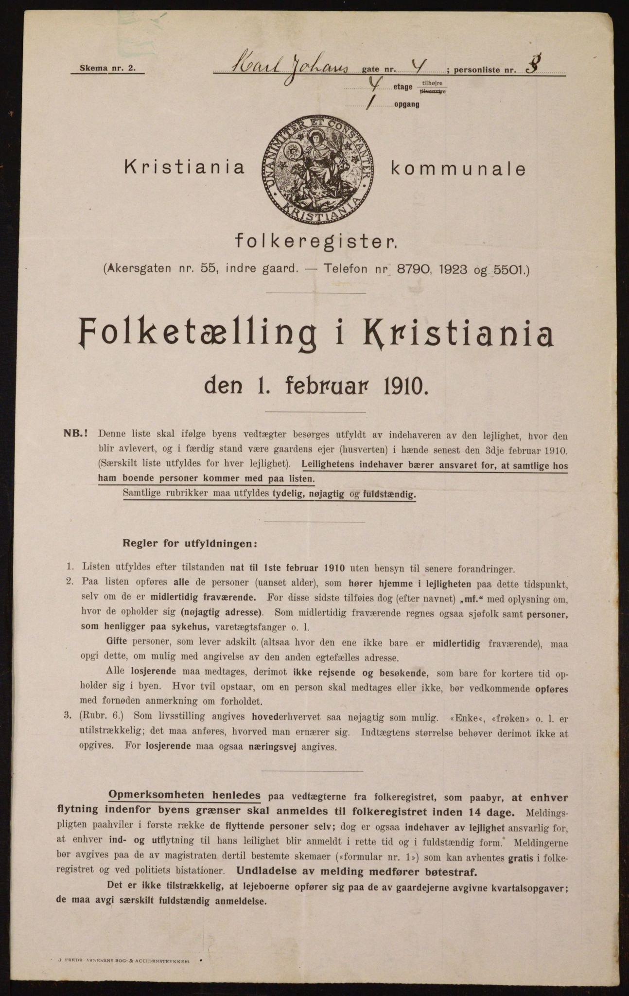 OBA, Municipal Census 1910 for Kristiania, 1910, p. 47296