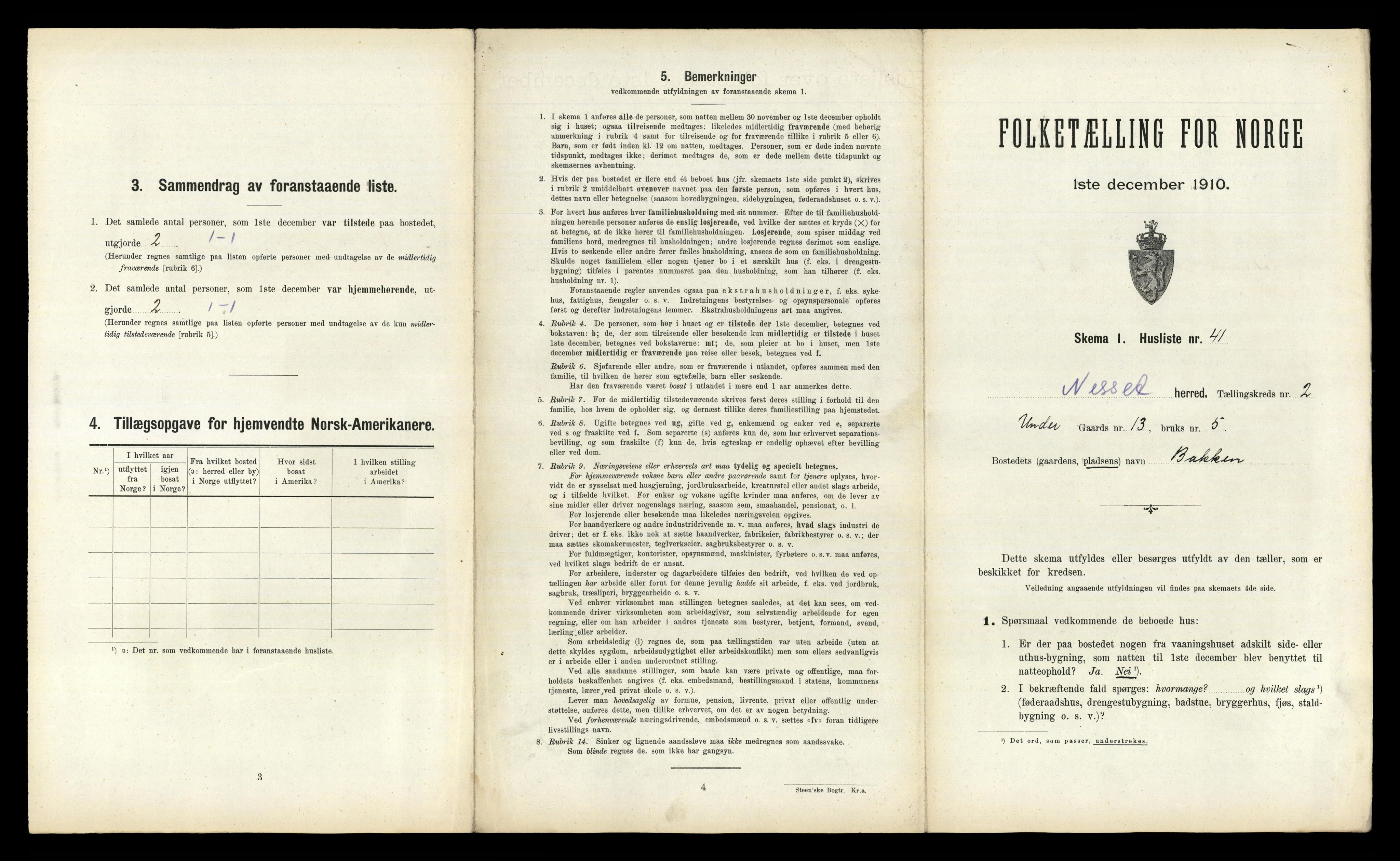 RA, 1910 census for Nesset, 1910, p. 169