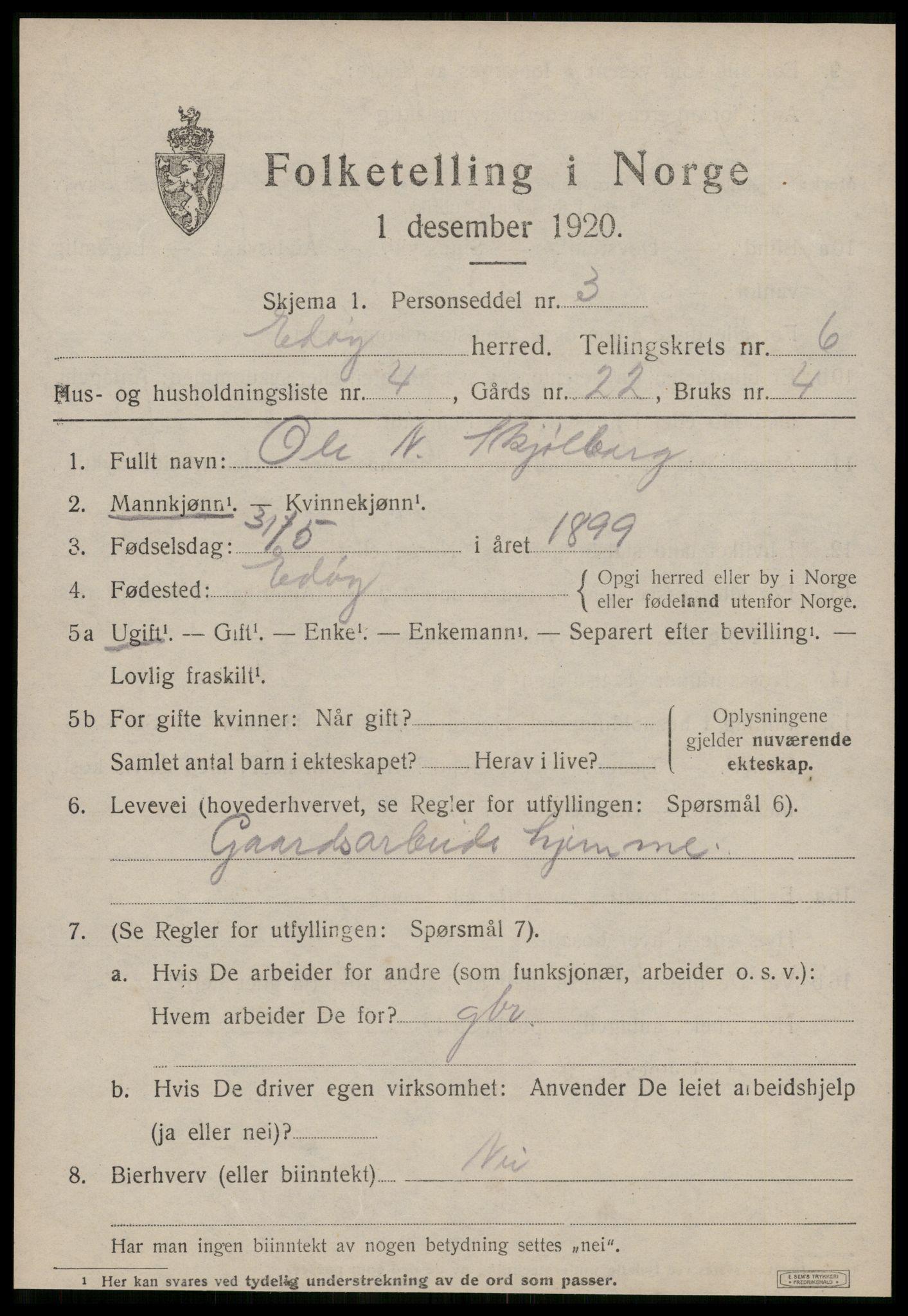 SAT, 1920 census for Edøy, 1920, p. 1816