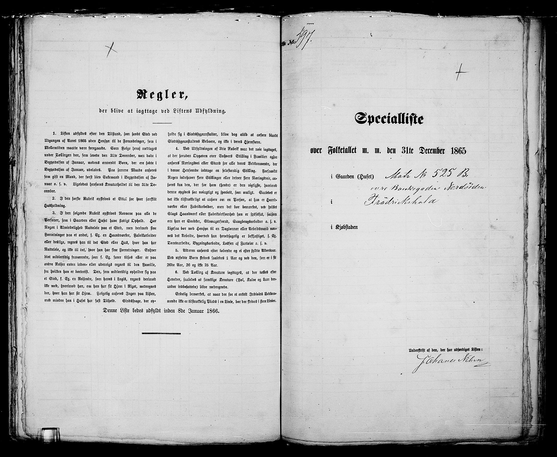 RA, 1865 census for Fredrikshald, 1865, p. 1198