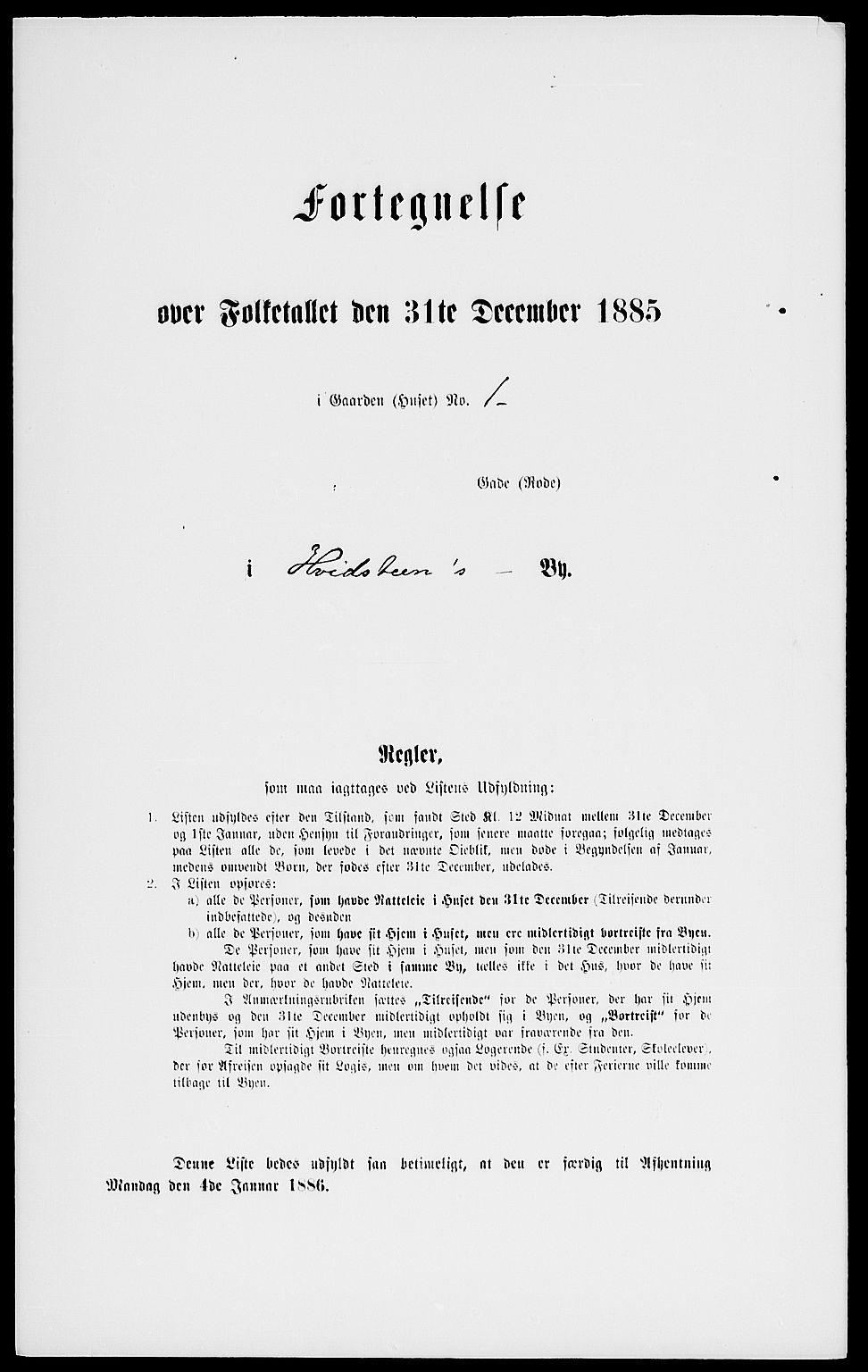 RA, 1885 census for 0202 Hvitsten, 1885, p. 1