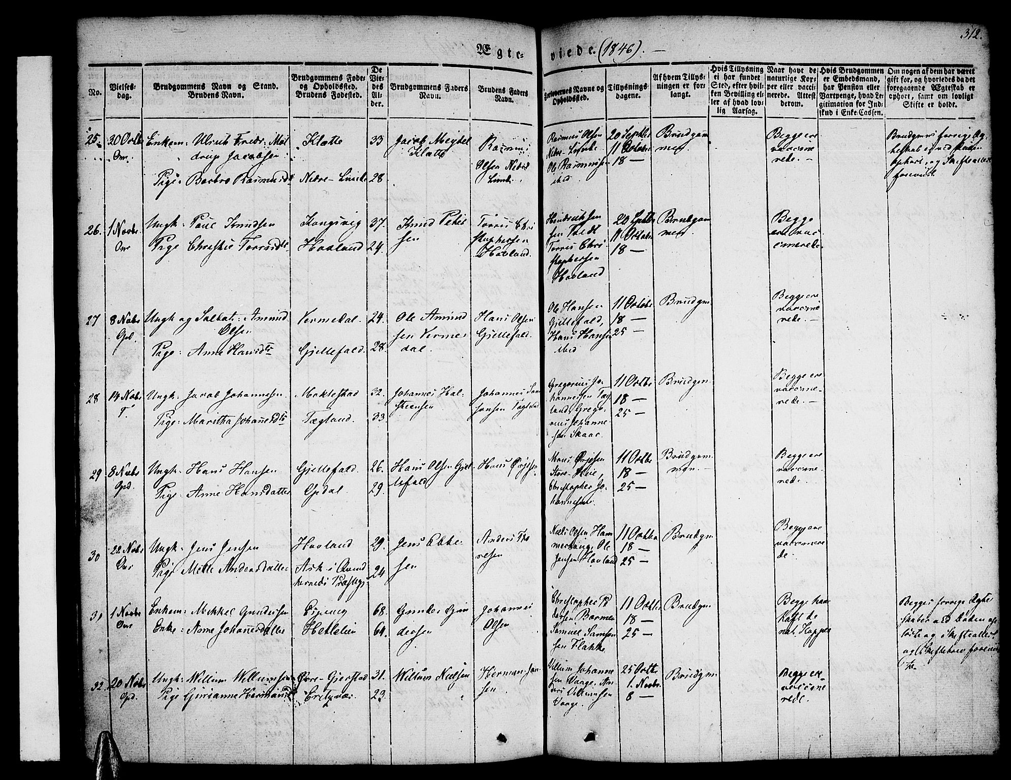 Tysnes sokneprestembete, AV/SAB-A-78601/H/Haa: Parish register (official) no. A 9, 1837-1848, p. 312