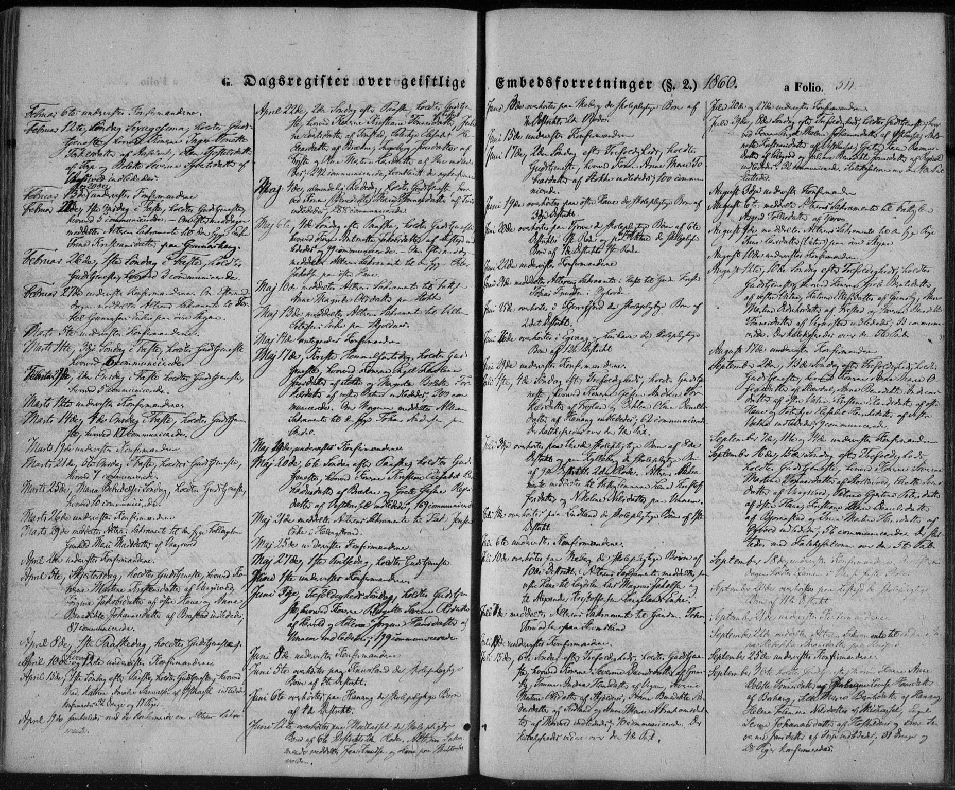 Lista sokneprestkontor, AV/SAK-1111-0027/F/Fa/L0010: Parish register (official) no. A 10, 1846-1861, p. 511