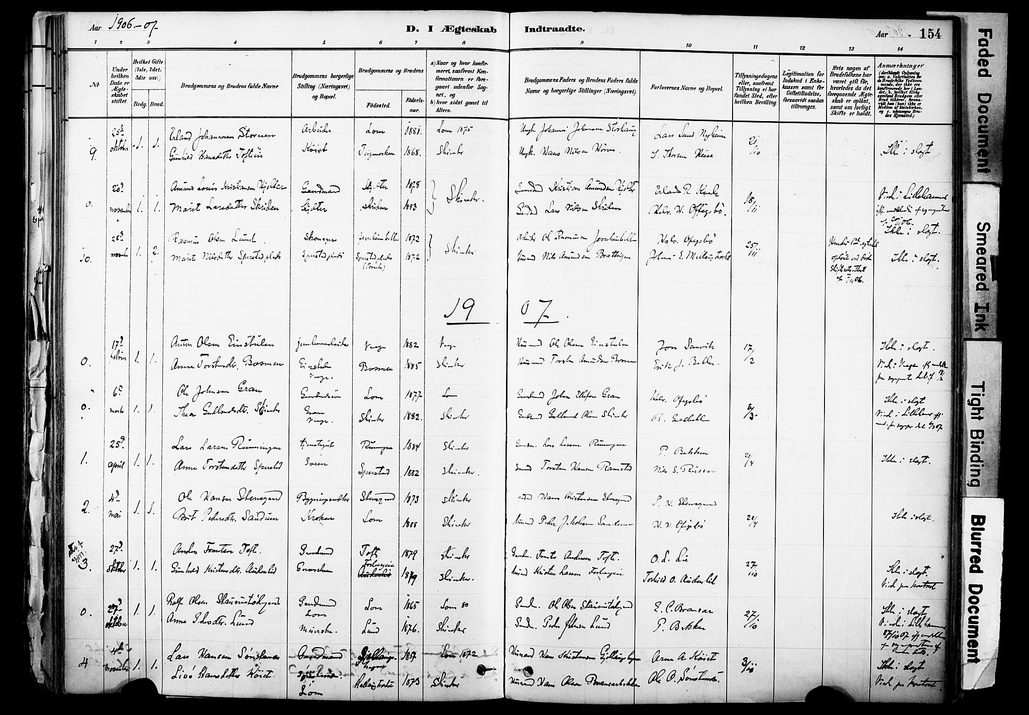 Skjåk prestekontor, AV/SAH-PREST-072/H/Ha/Haa/L0003: Parish register (official) no. 3, 1880-1907, p. 154