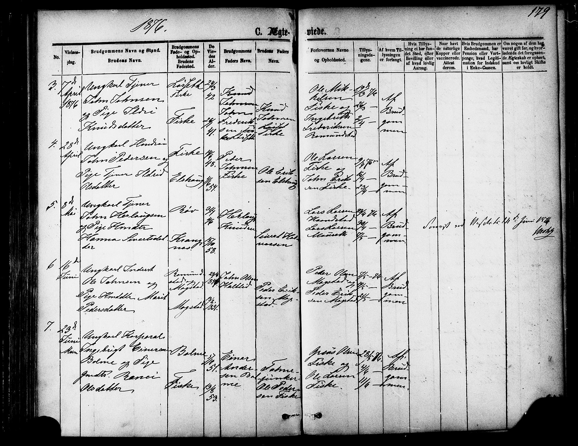 Ministerialprotokoller, klokkerbøker og fødselsregistre - Møre og Romsdal, SAT/A-1454/595/L1046: Parish register (official) no. 595A08, 1874-1884, p. 179