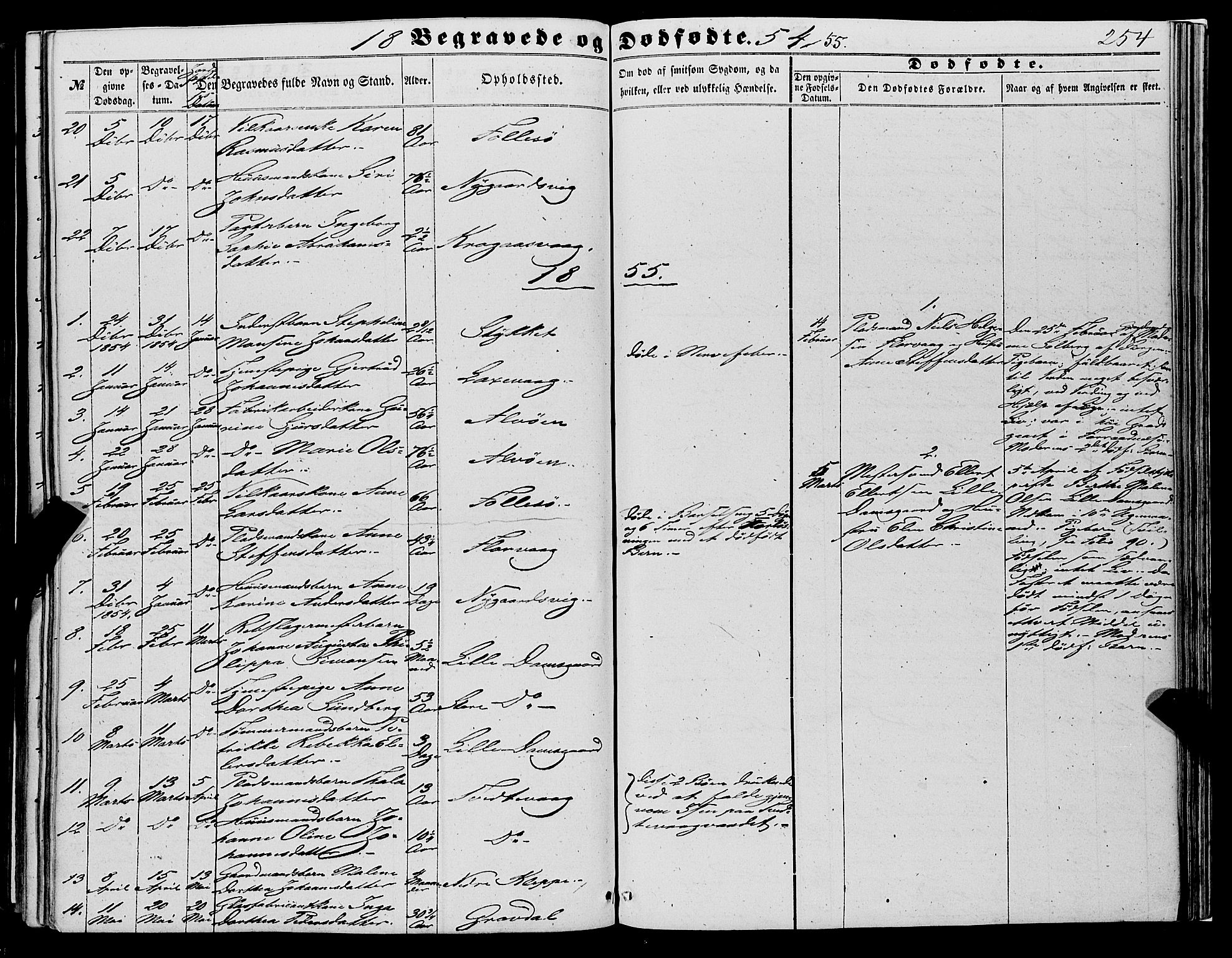 Askøy Sokneprestembete, AV/SAB-A-74101/H/Ha/Haa/Haaa/L0008: Parish register (official) no. A 8, 1852-1862, p. 254