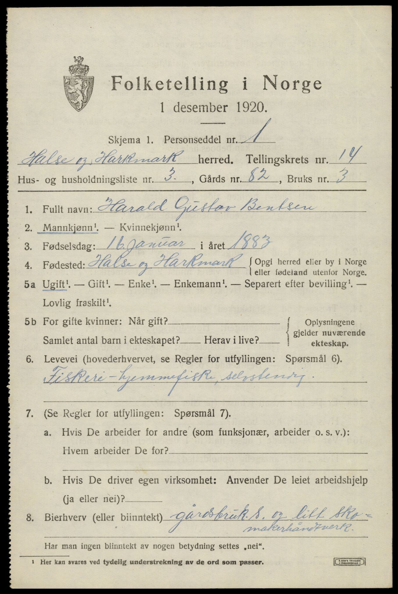 SAK, 1920 census for Halse og Harkmark, 1920, p. 7613