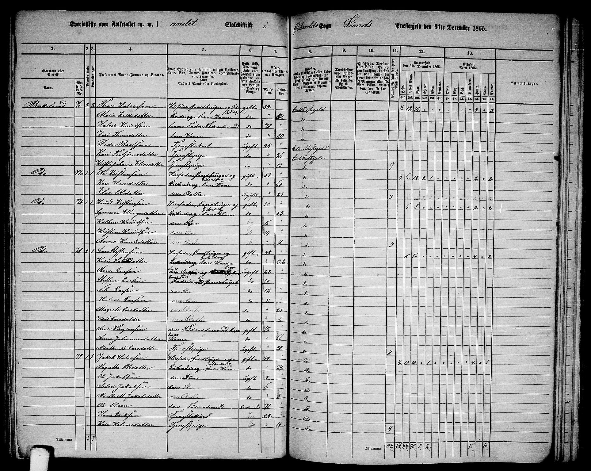 RA, 1865 census for Sund, 1865, p. 108