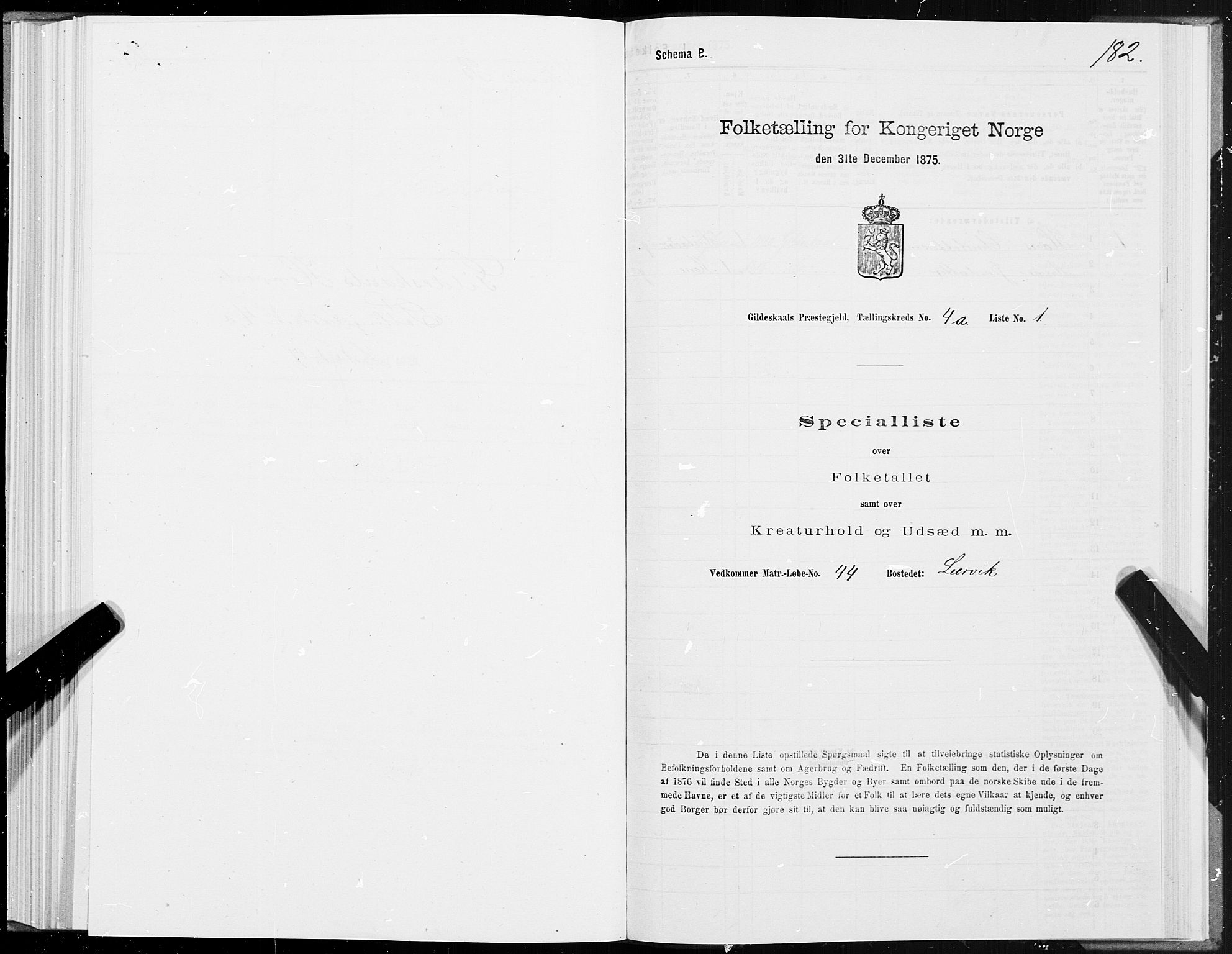 SAT, 1875 census for 1838P Gildeskål, 1875, p. 2182
